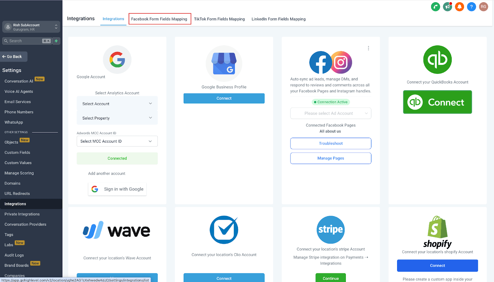 Schermata 16 — Integrazione Facebook Multi-Pagina Lead Ads