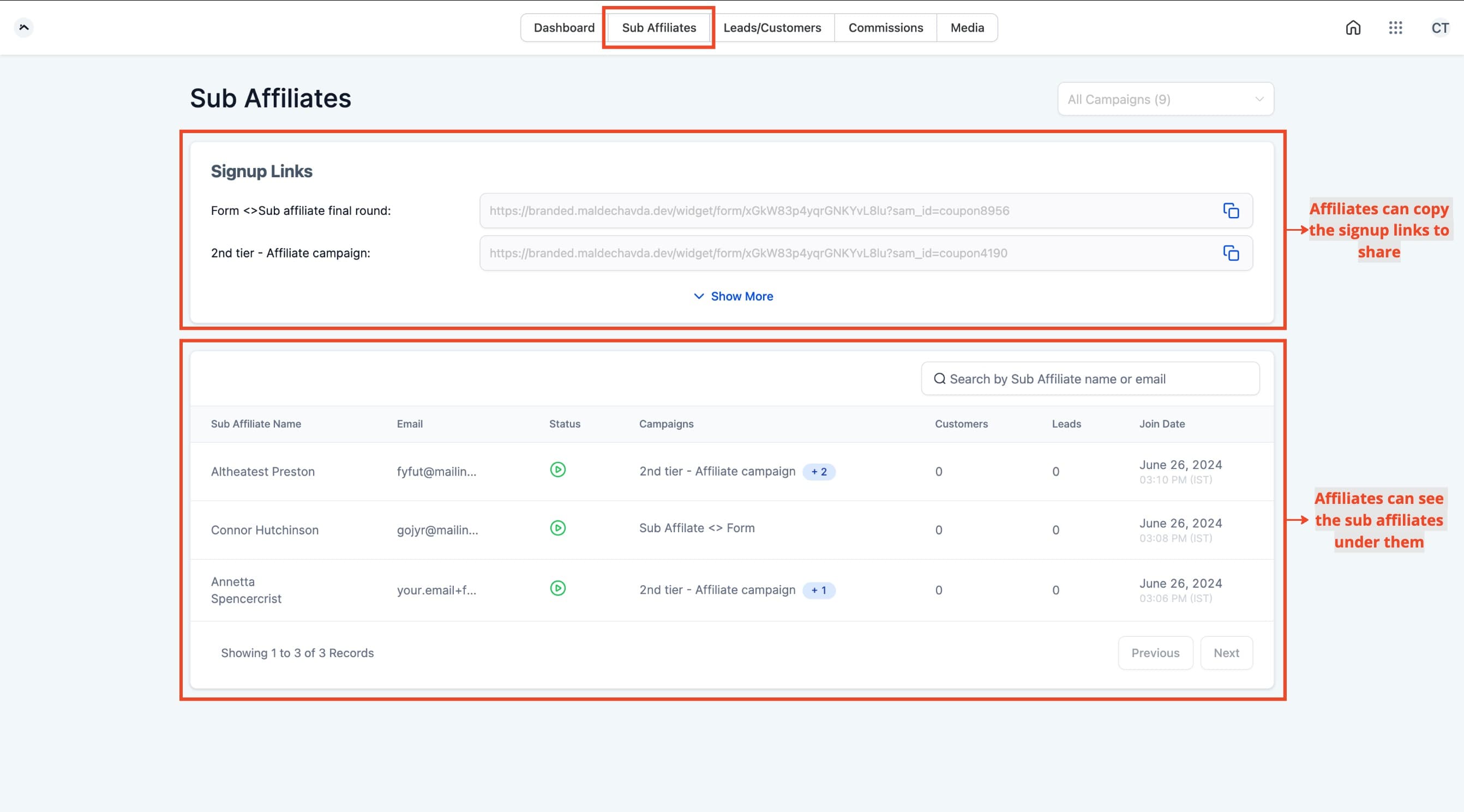 Schermata 9 — Come Aggiungere Sub-Affiliati nell'Affiliate Manager