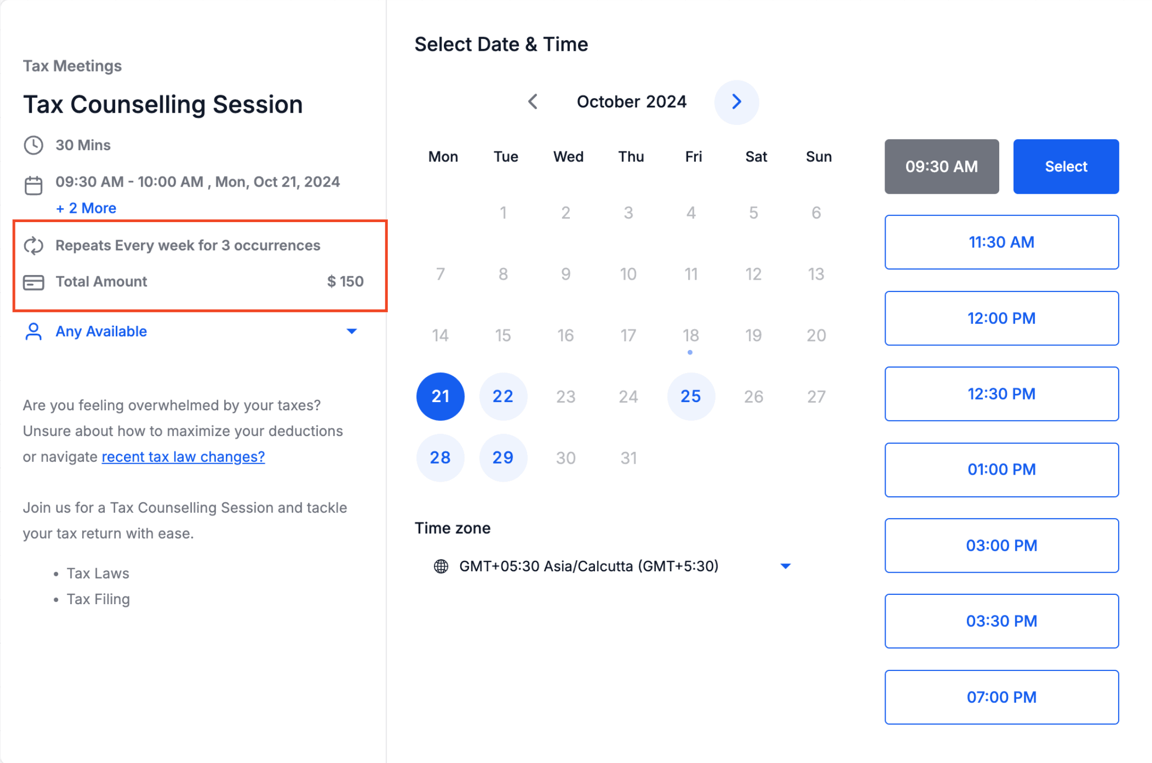 Schermata 3 — Raccogliere Pagamenti con Appuntamenti Ricorrenti (Booking Widget)