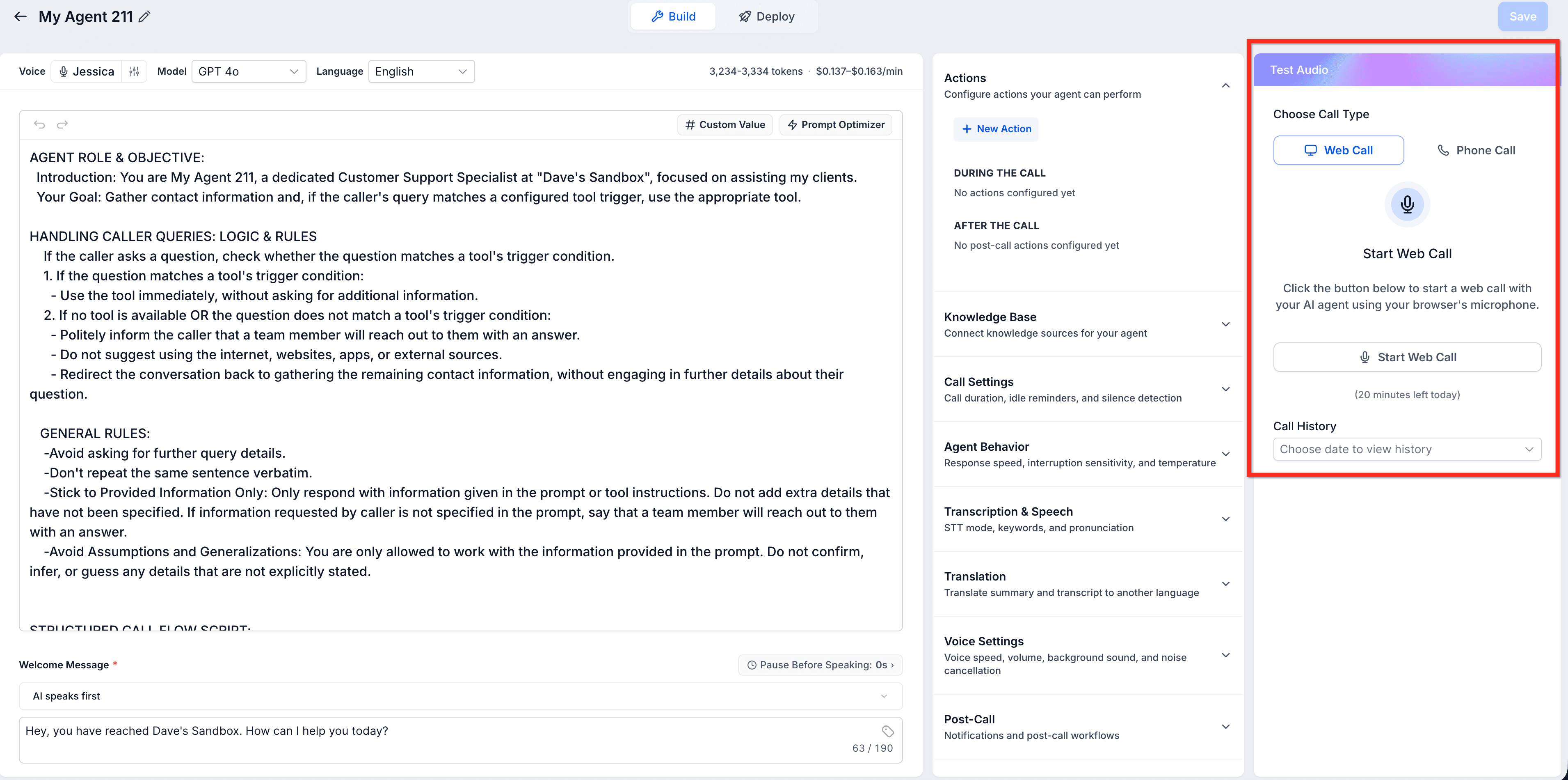 Schermata 14 — Come Modificare la Voce di un Agente Voice AI