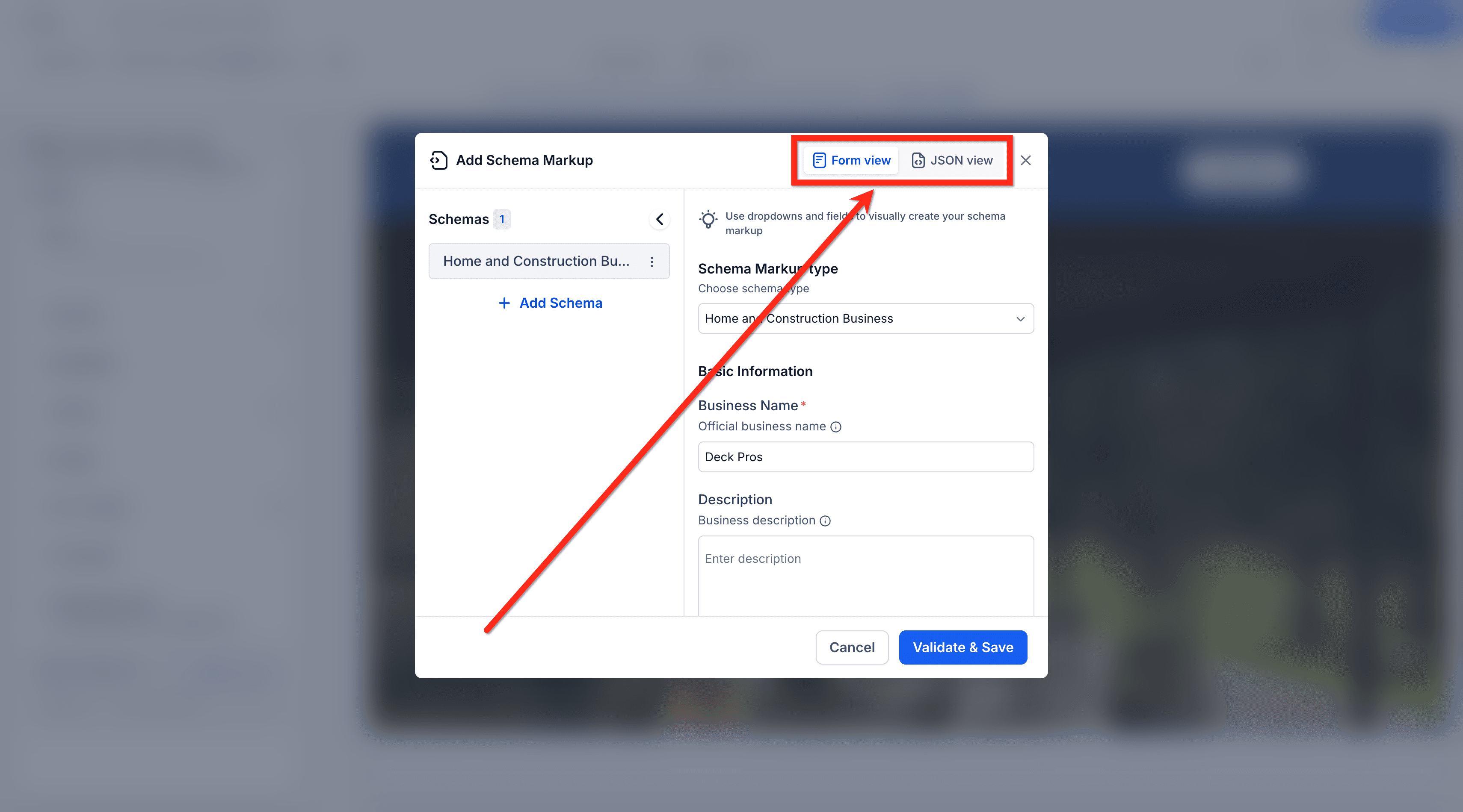 Schermata 8 — Come aggiungere manualmente Schema Markup in Funnel e Siti Web