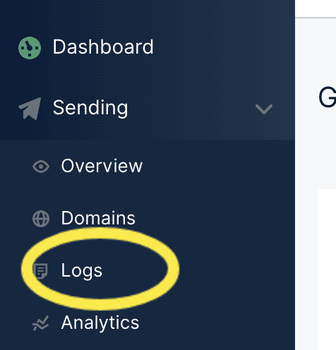 Mailgun Logs menu item