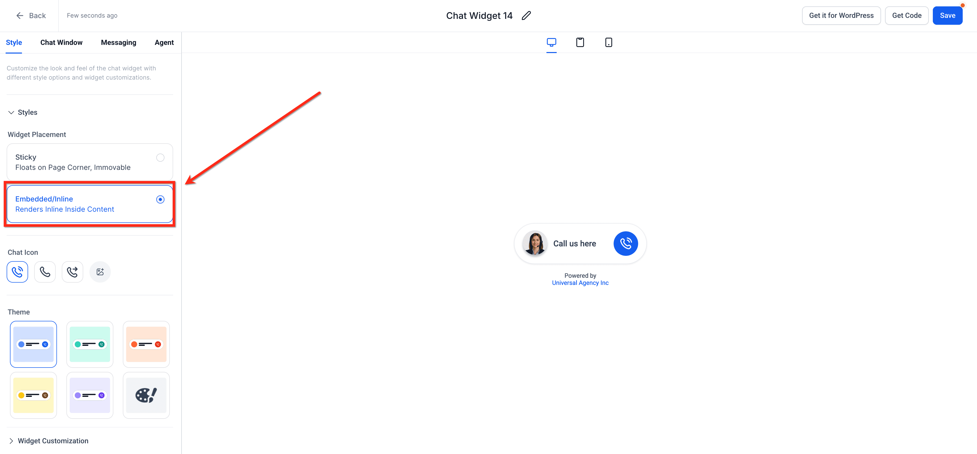 Schermata 3 — Come creare un Chat Widget Voice AI incorporato