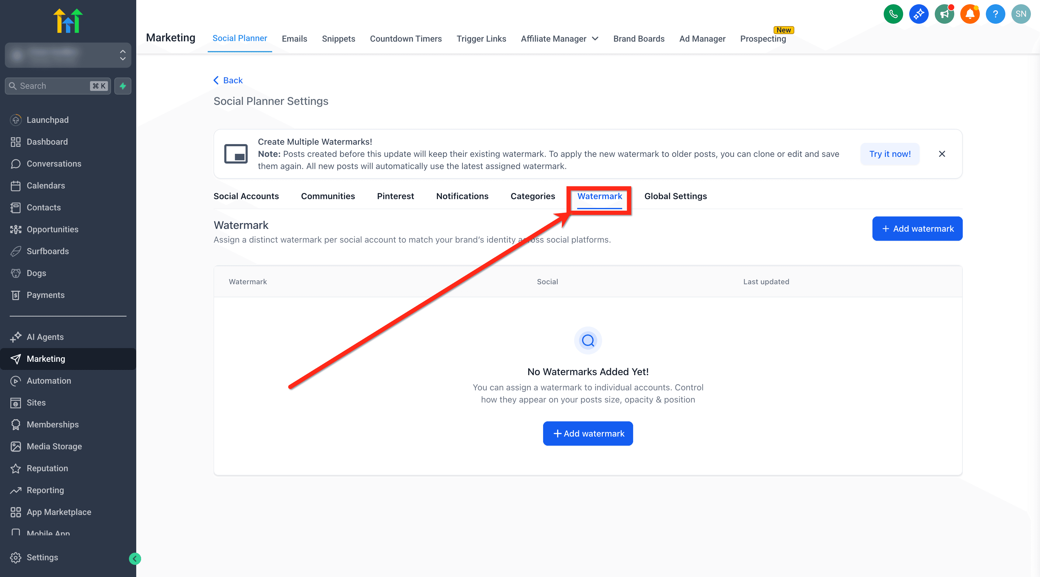 Schermata 2 — Social Planner - Come Aggiungere Più Watermark