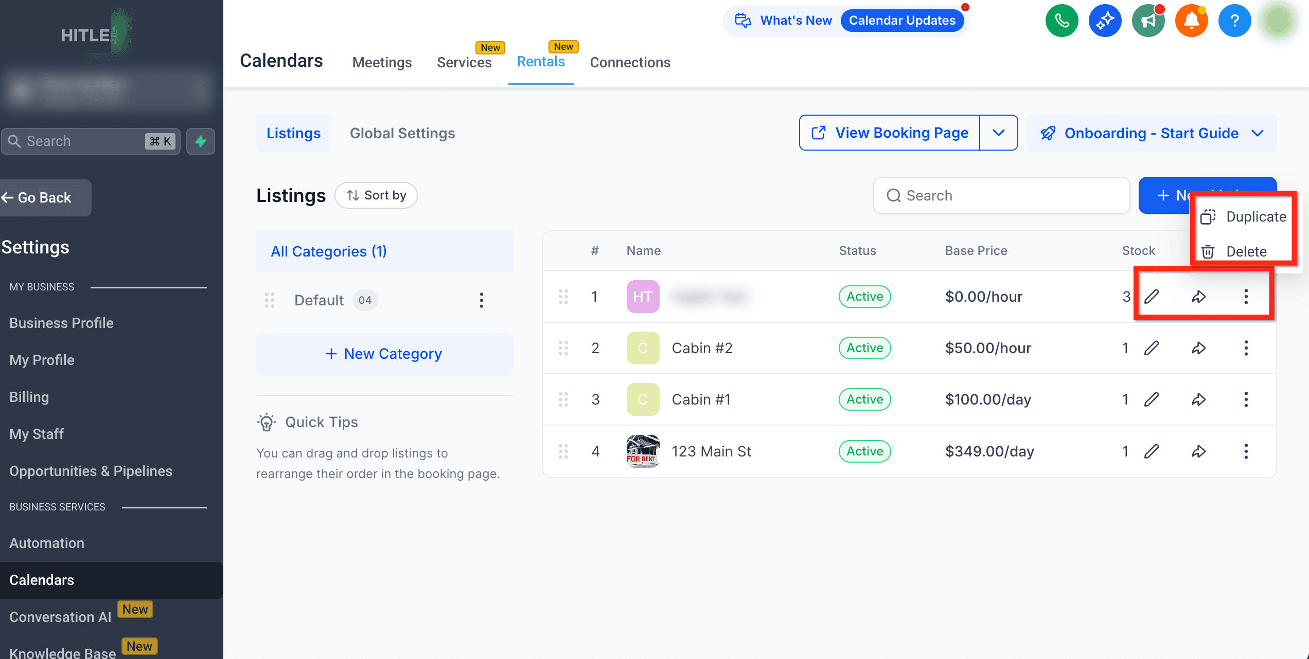Schermata 8 — Capire Listings e Categorie