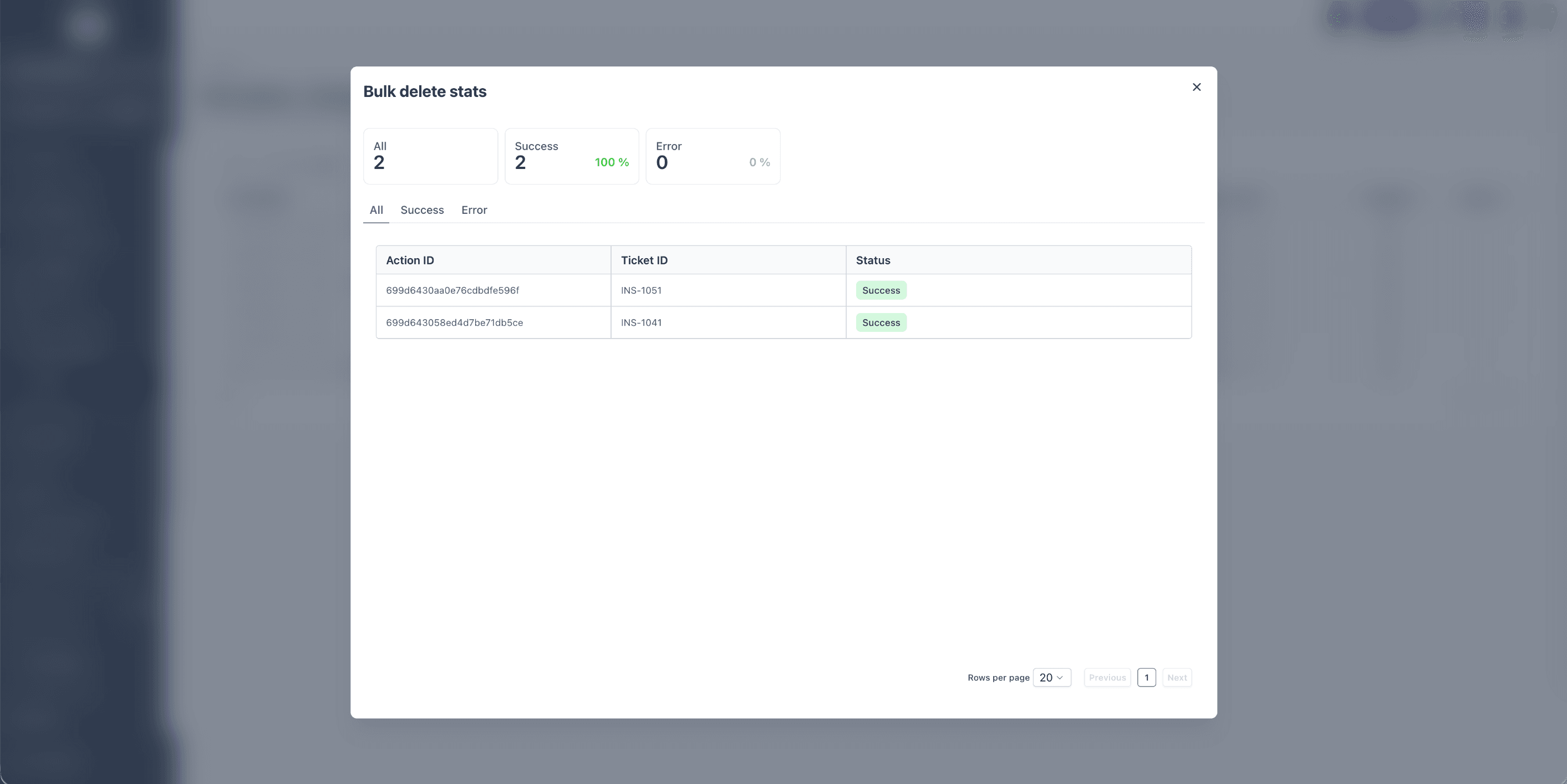 Schermata 5 — Eliminazione in blocco dei record di Custom Object