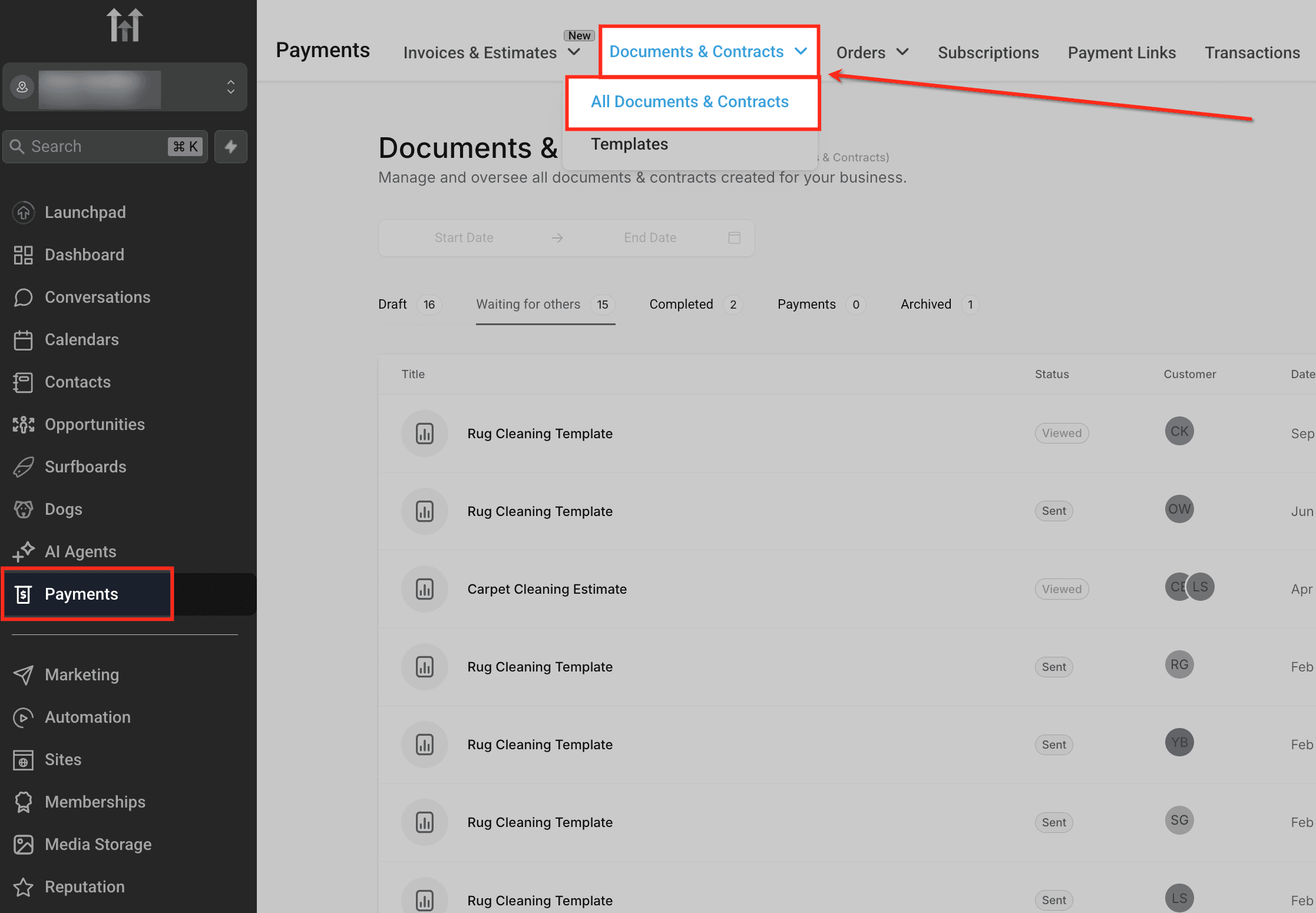 Schermata 1 — Come usare Documenti e Contratti?
