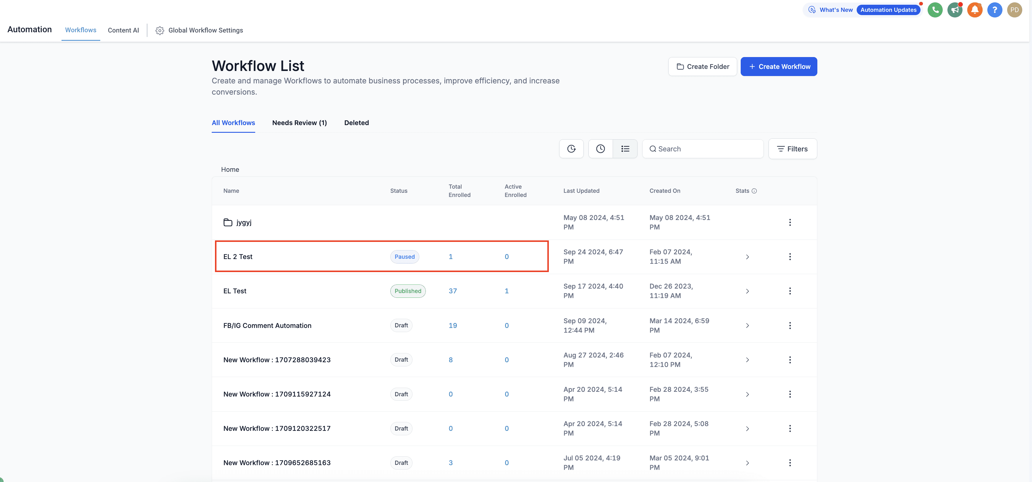 Schermata 9 — Mettere in Pausa i Workflow in Date Specifiche