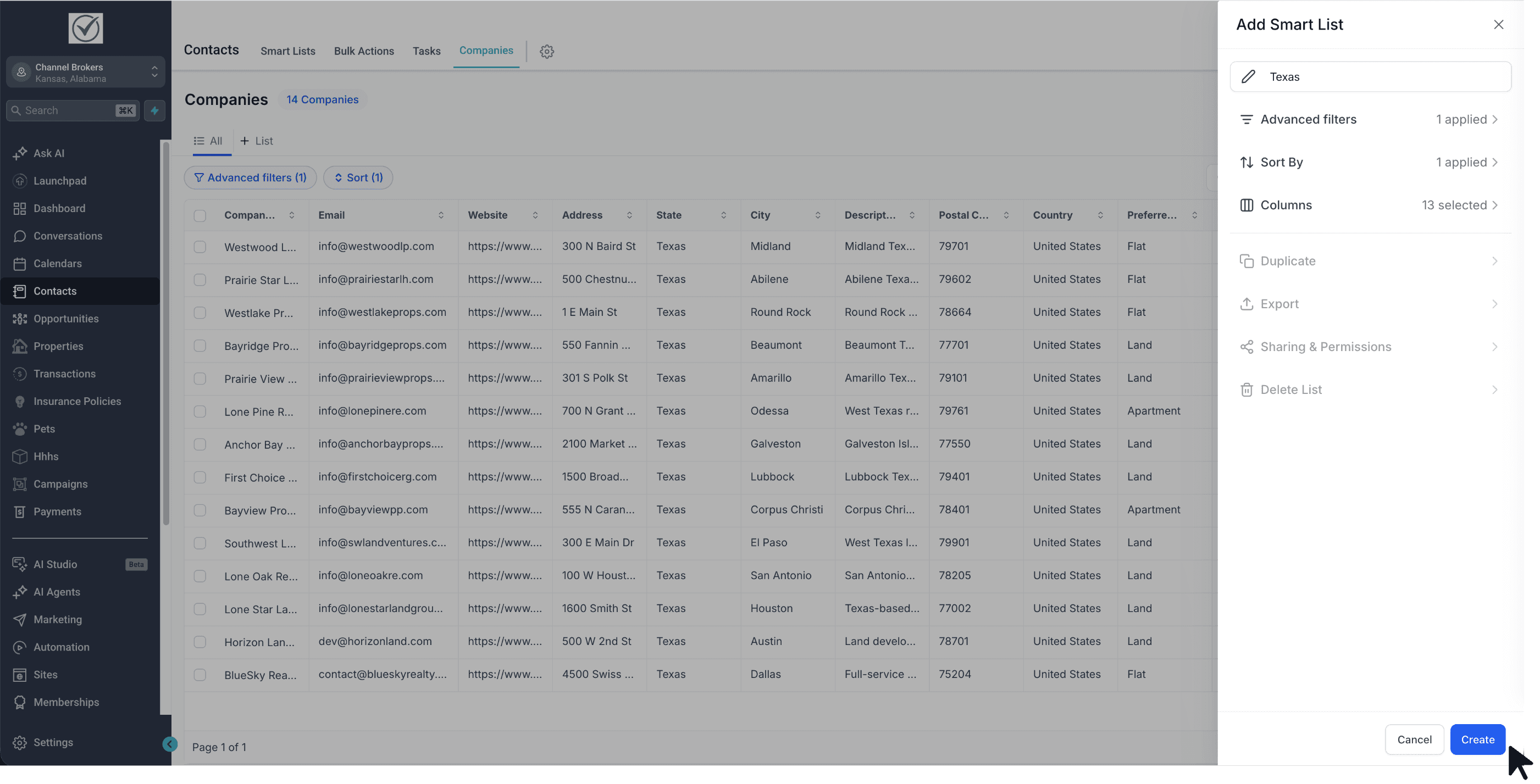 Schermata 4 — Smart List nelle Aziende