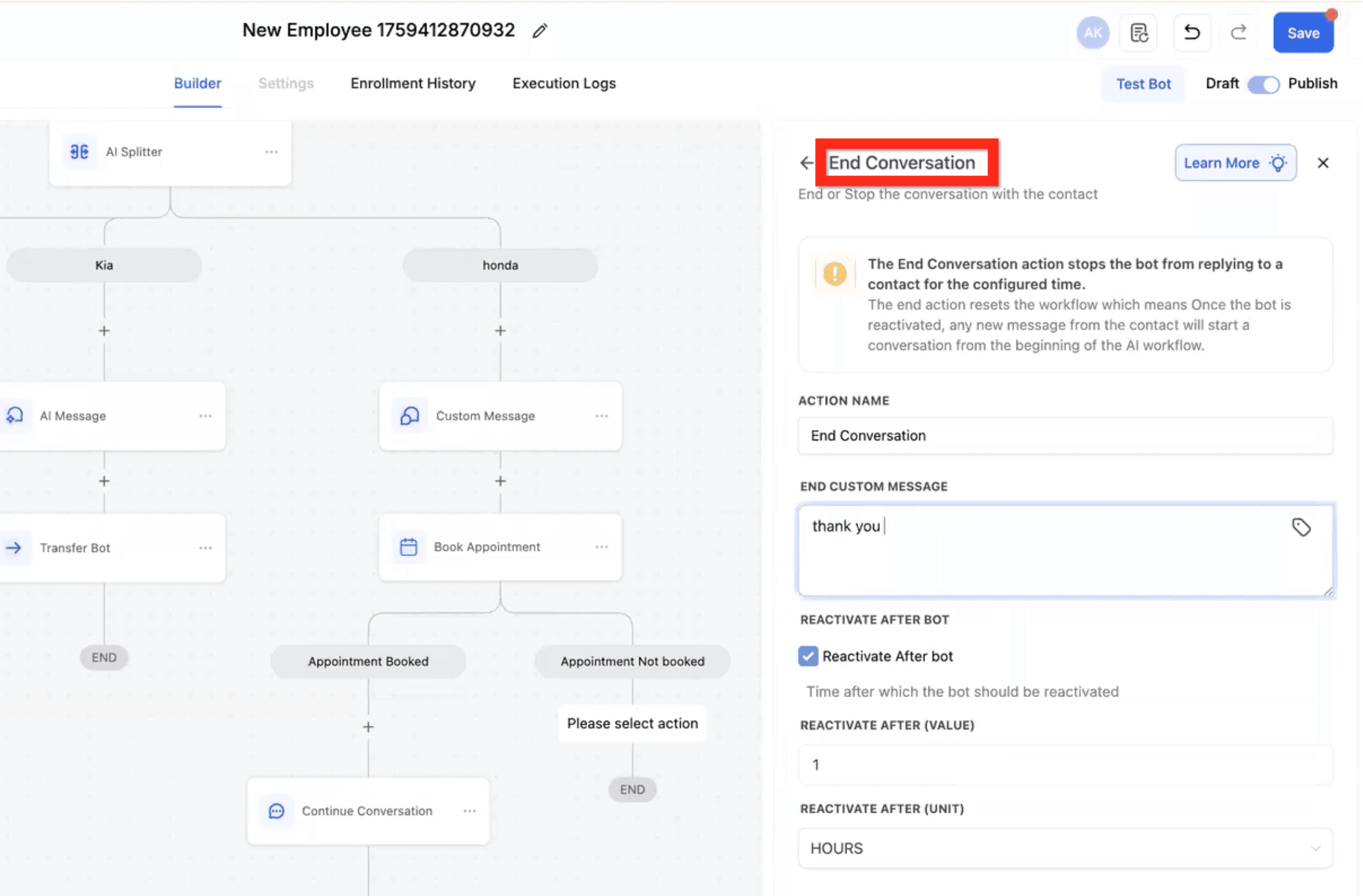 Schermata 16 — Flow Builder per Conversation AI