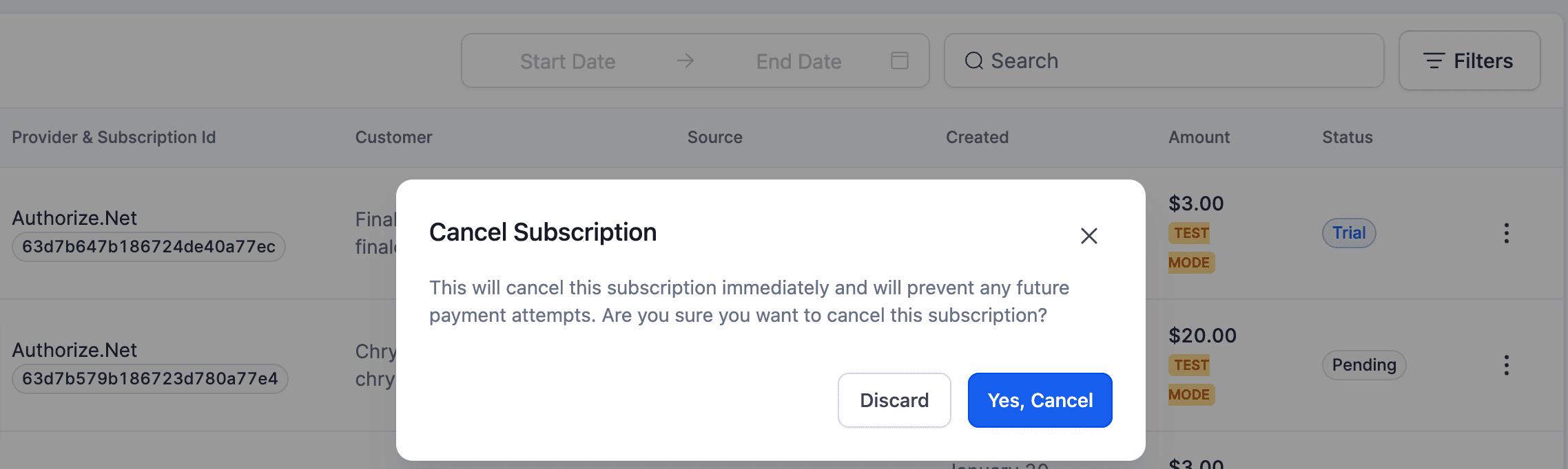 Schermata 12 — Integrazione Authorize.net per l'elaborazione dei pagamenti