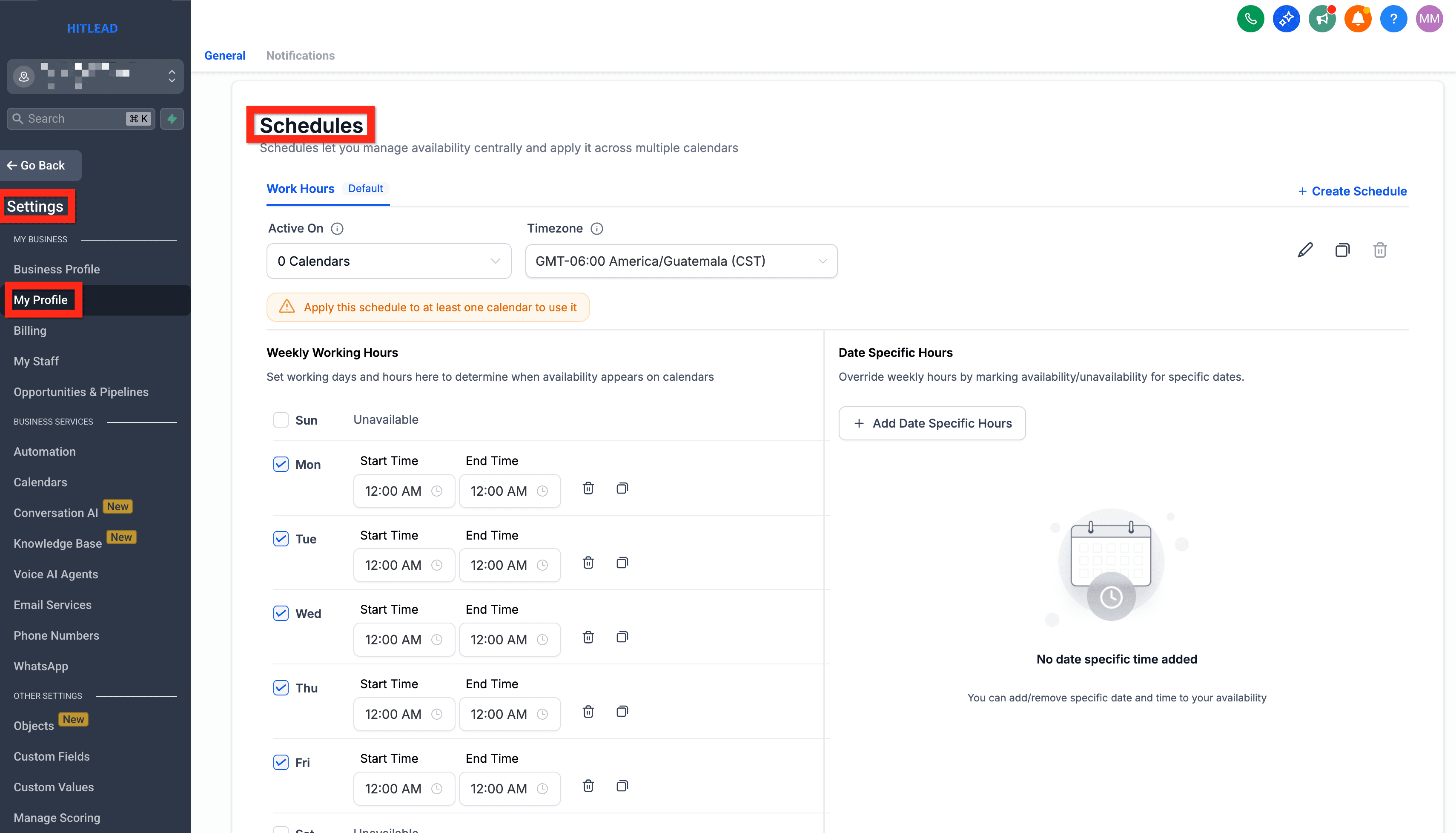 Schermata 2 — Schedule - Gestione Centralizzata della Disponibilità
