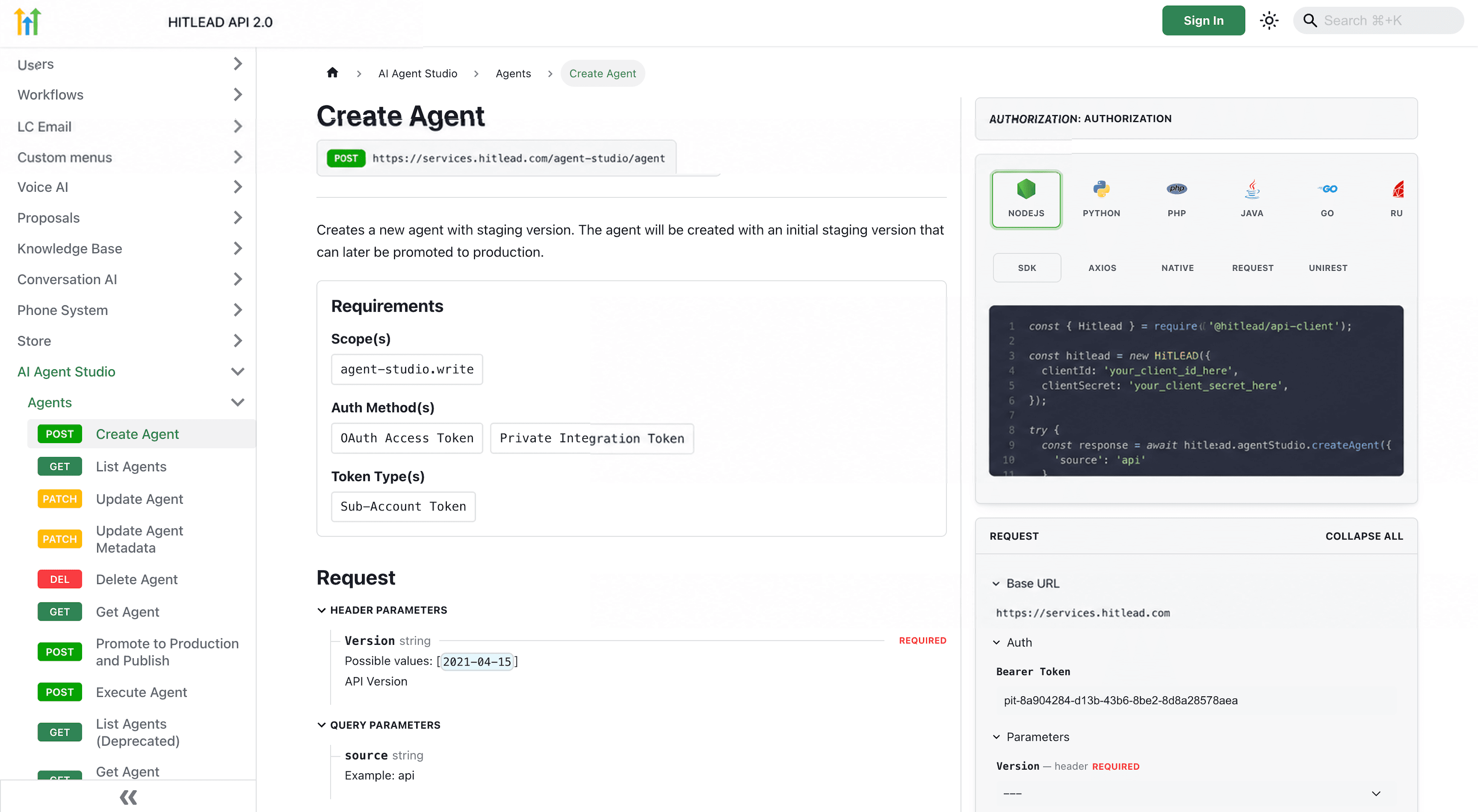 Schermata 2 — Come Usare le API Pubbliche in Agent Studio