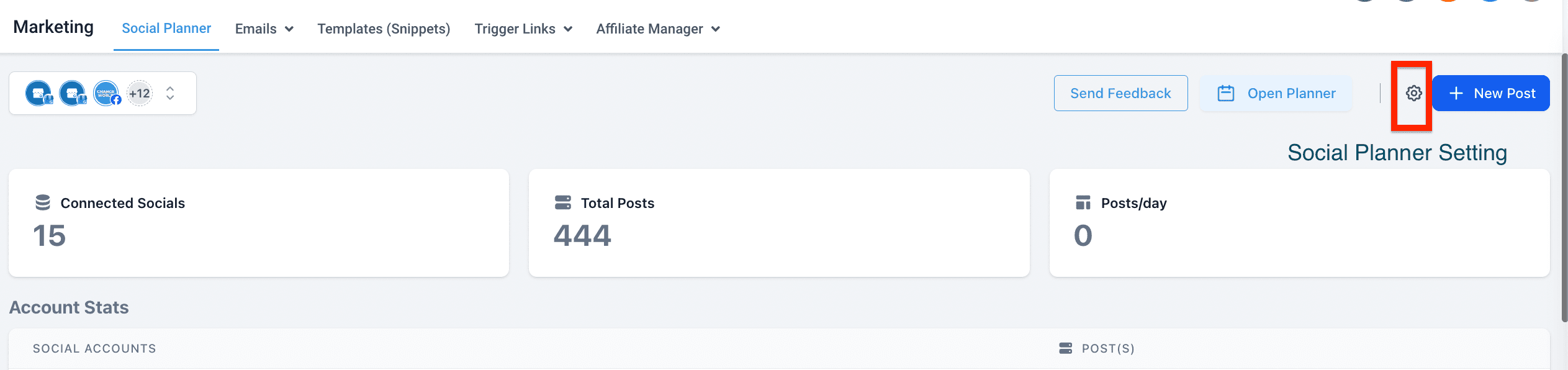 Schermata 1 — Notifica email per post fallito, account scaduto e approvazione post