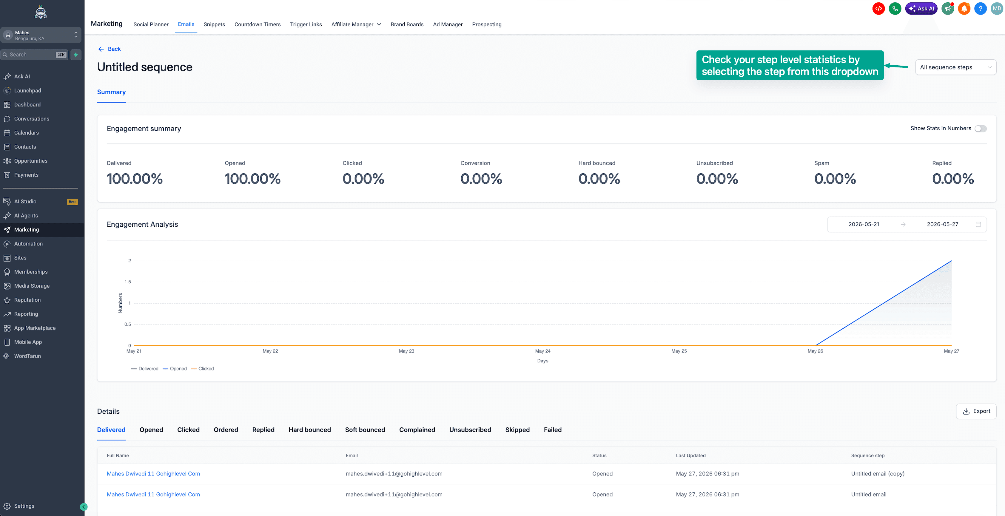 Schermata 9 — Come creare una sequenza email?