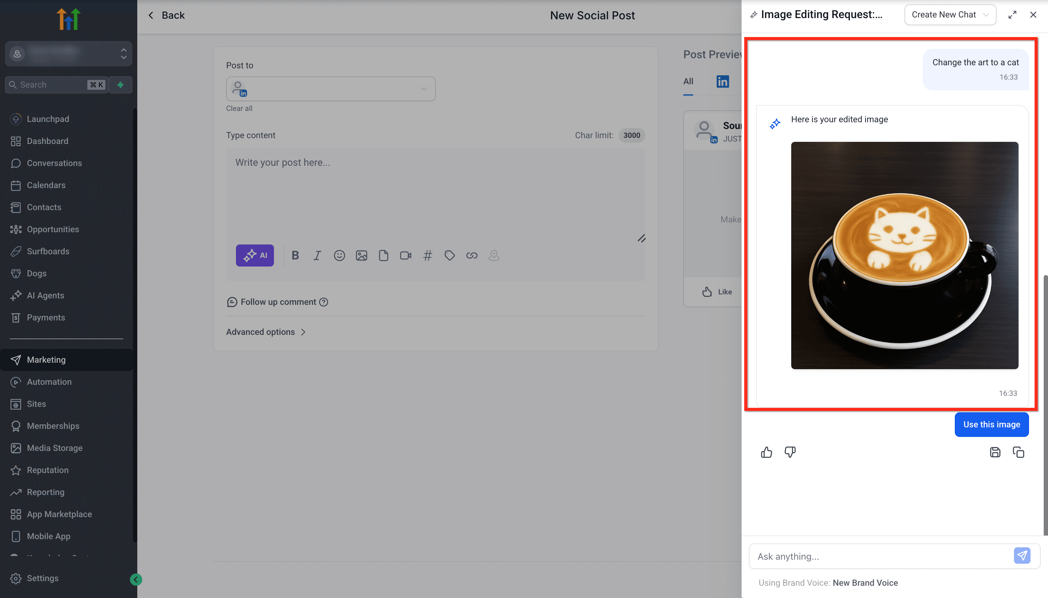 Schermata 5 — Come generare e modificare immagini con Ask AI