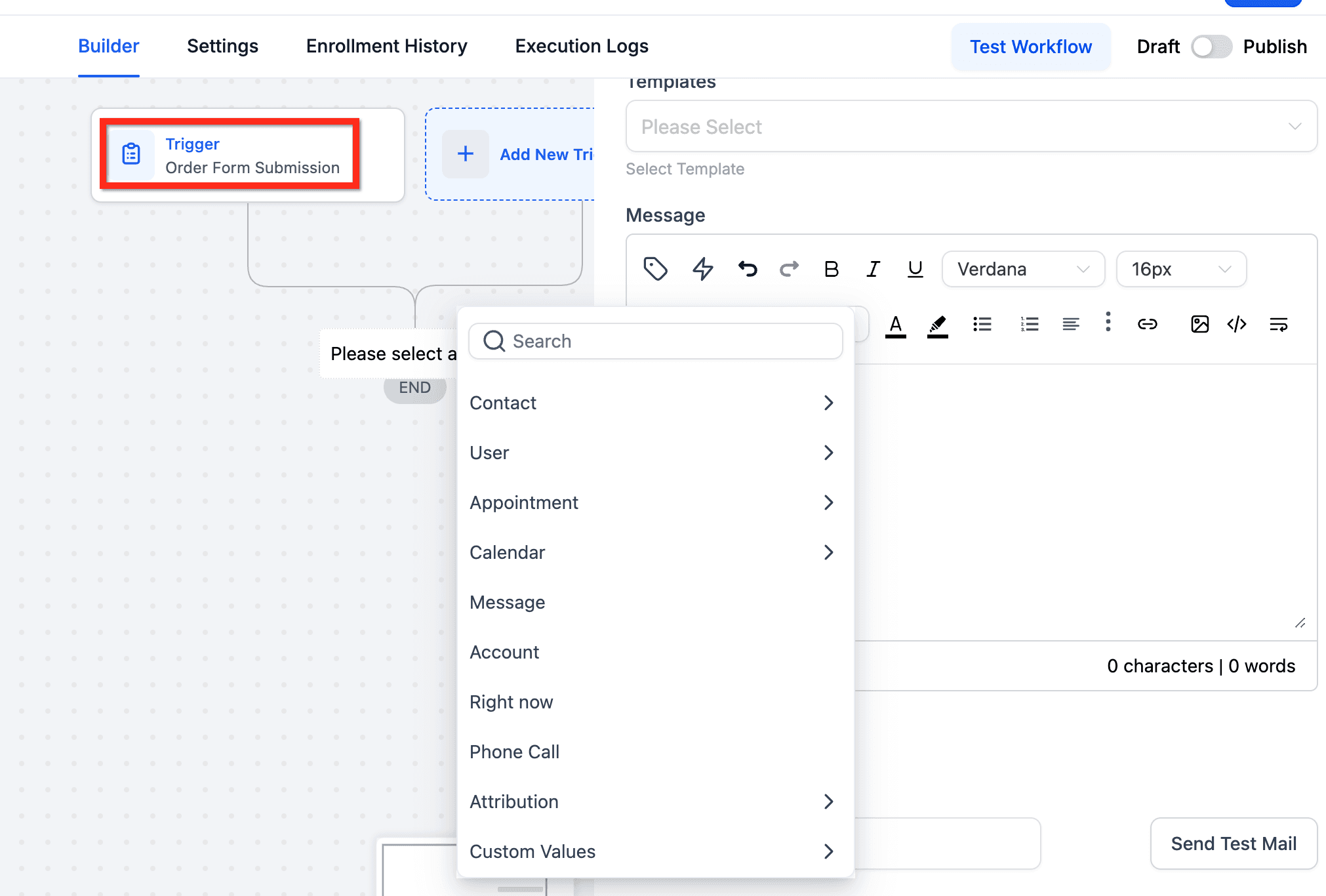 Schermata 2 — Workflow Trigger - Order Submitted vs Order Form Submission