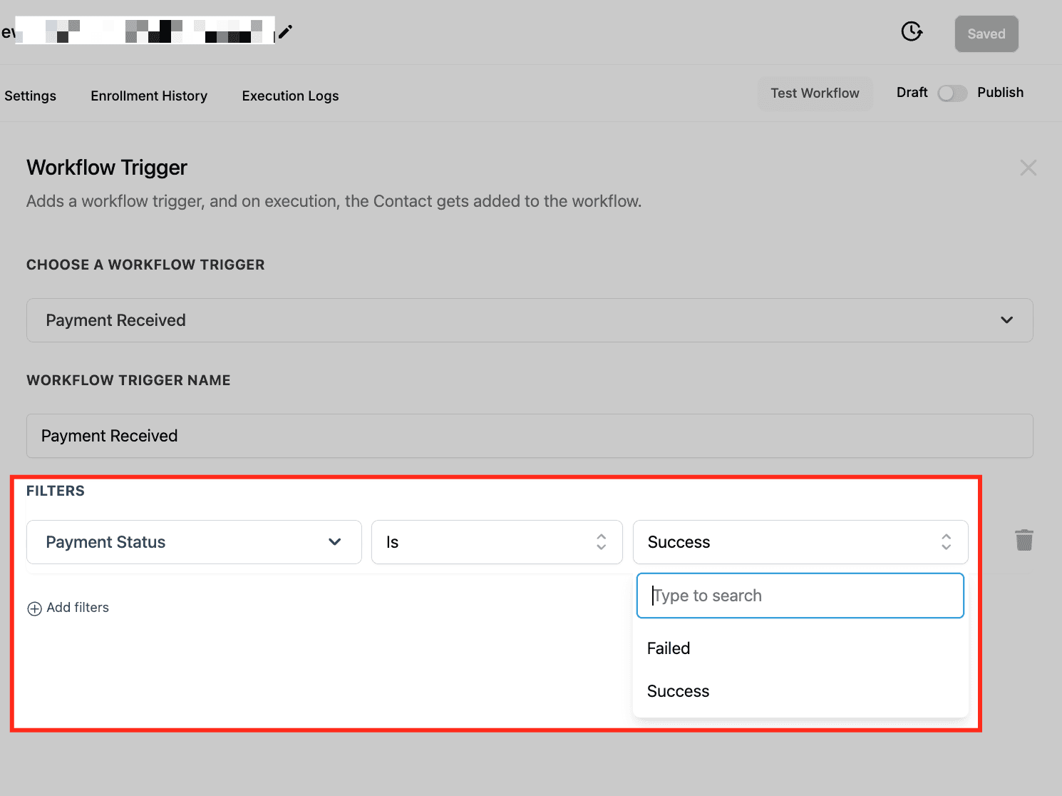 Schermata 6 — Workflow Trigger - Pagamento ricevuto