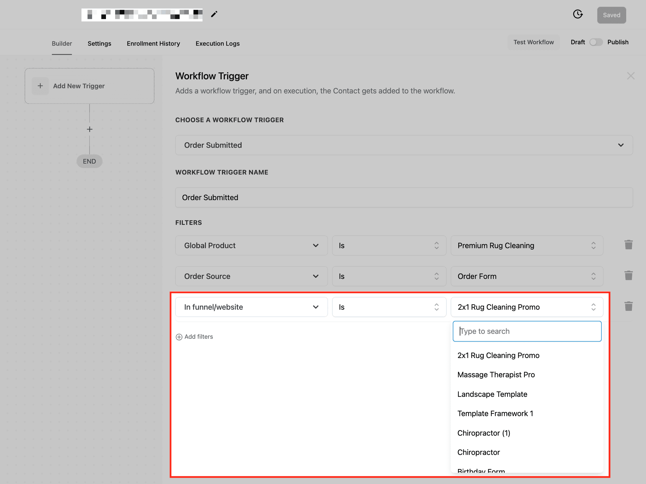 Schermata 7 — Workflow Trigger - Order Submitted