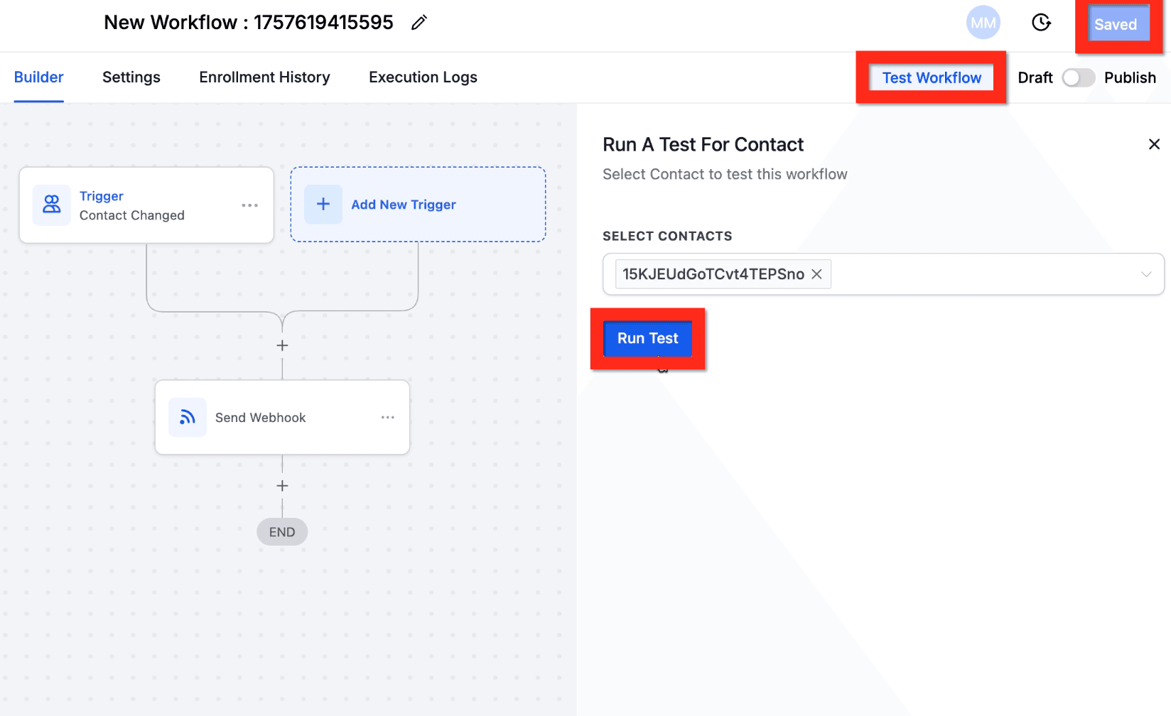 Schermata 5 — Azione Workflow - Webhook (In Uscita)