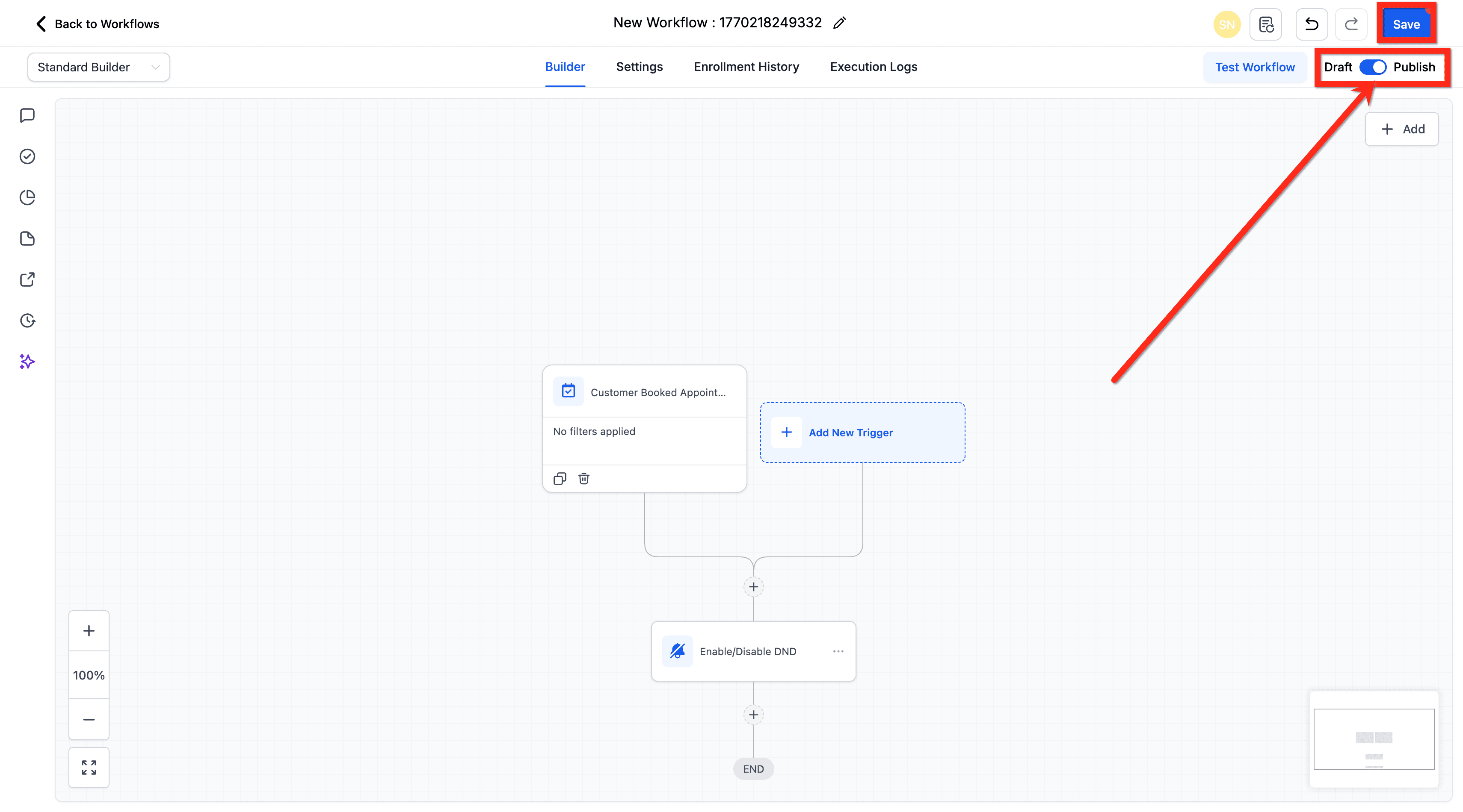 Schermata 6 — Azione Workflow - DND Contatto