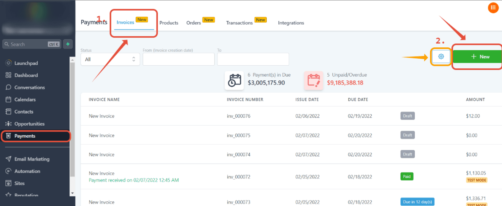 Schermata 1 — Come creare fatture in HITLEAD