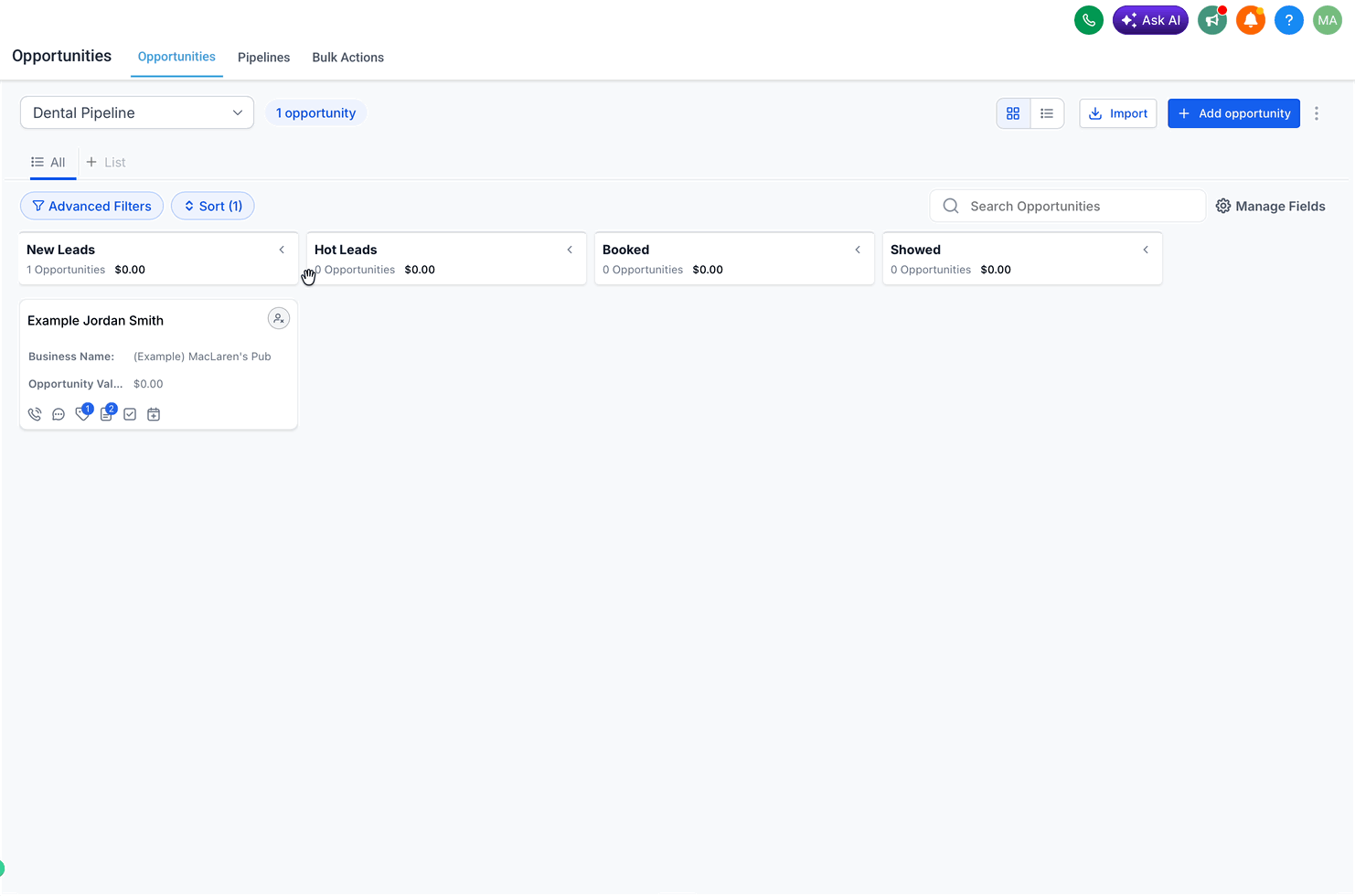 Schermata 9 — Personalizzare le Schede Opportunità nella Vista Board
