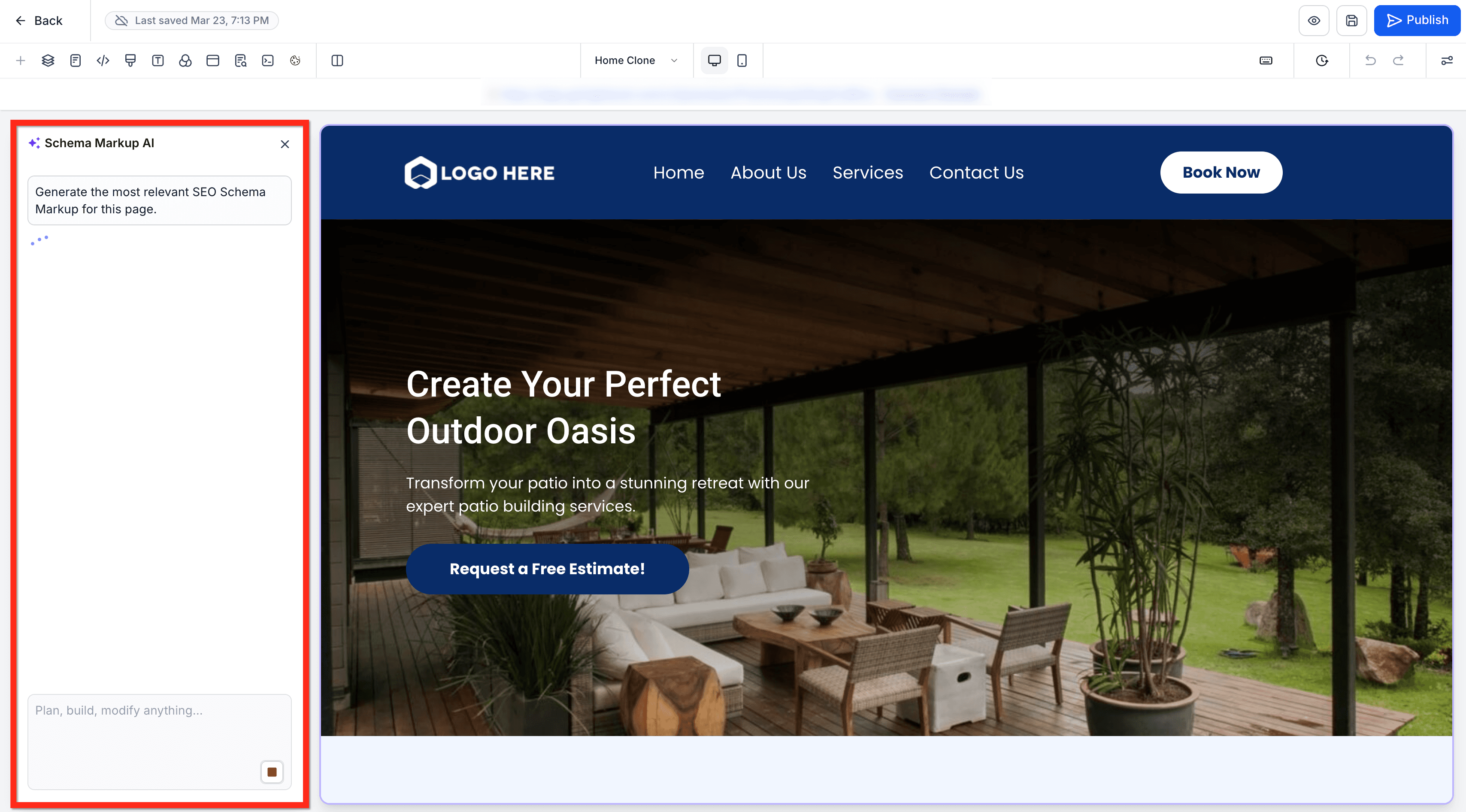 Schermata 7 — Generare Schema Markup con l'AI in Funnel e Siti Web