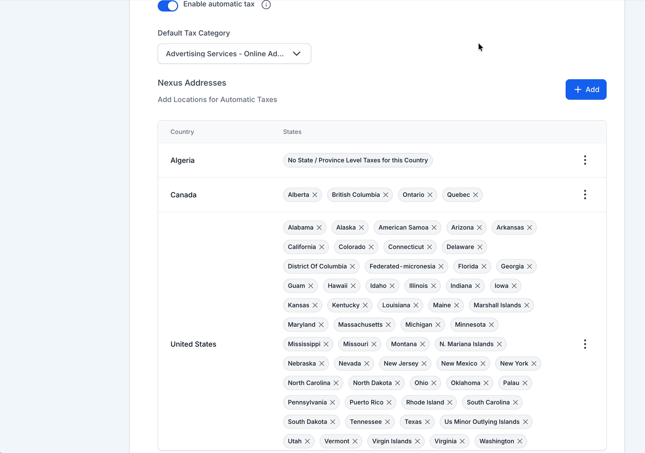 Schermata 3 — Come configurare le tasse per le offerte dei corsi in HITLEAD