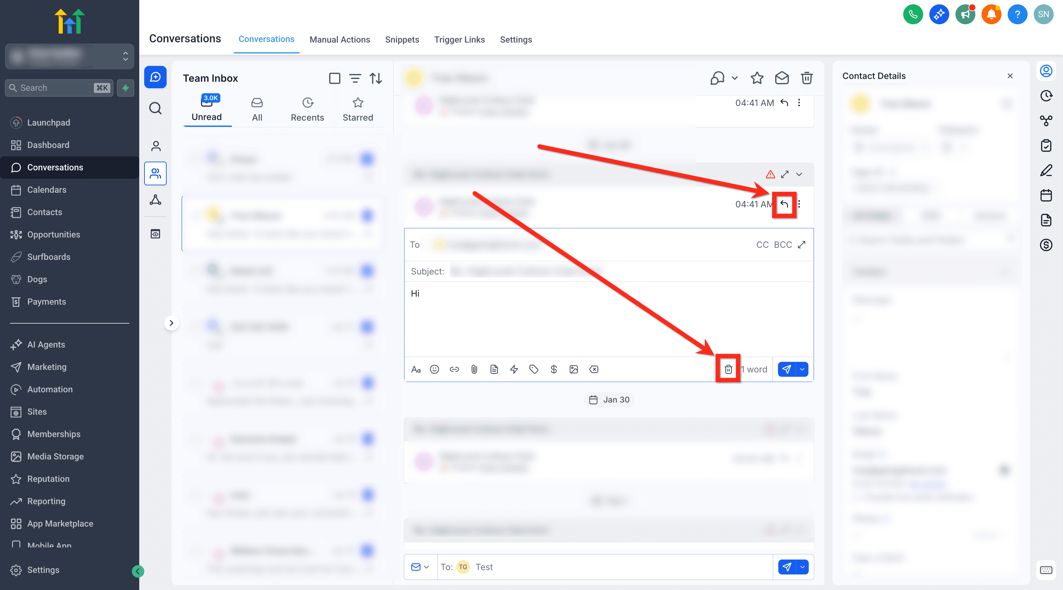 Schermata 13 — Guida introduttiva alla scheda Conversazioni