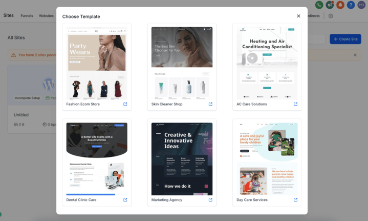 Schermata 3 — Nuovo Sito WordPress da Template