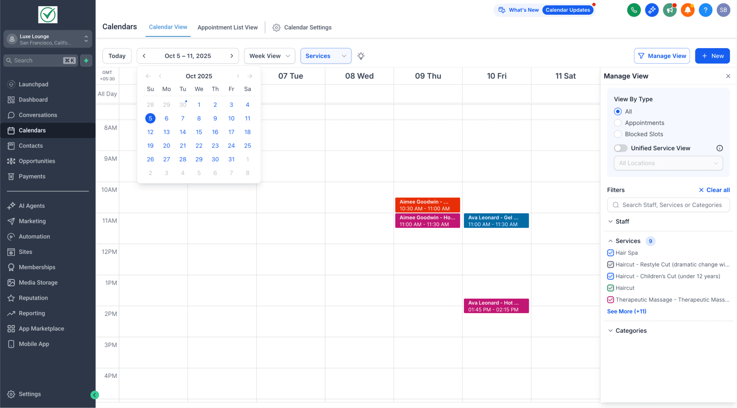 Schermata 4 — Vista Calendario - Servizi