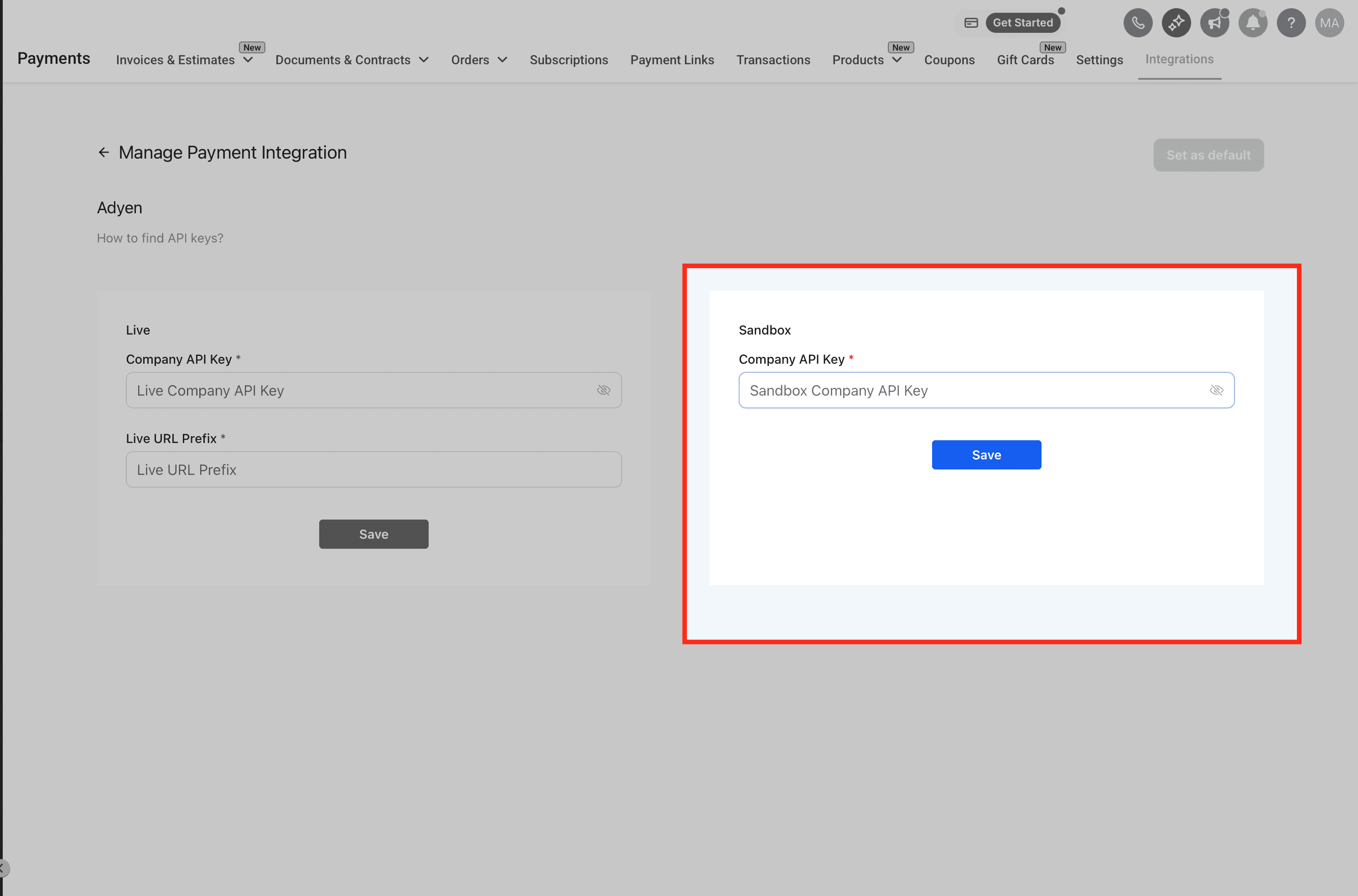 Schermata 3 — Come configurare l'integrazione con Adyen?