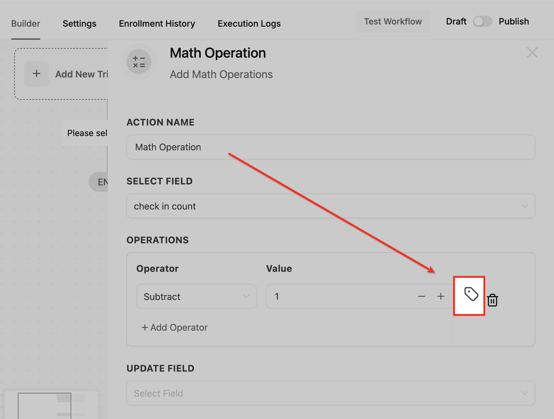Schermata 8 — Azione Workflow - Operazione Matematica