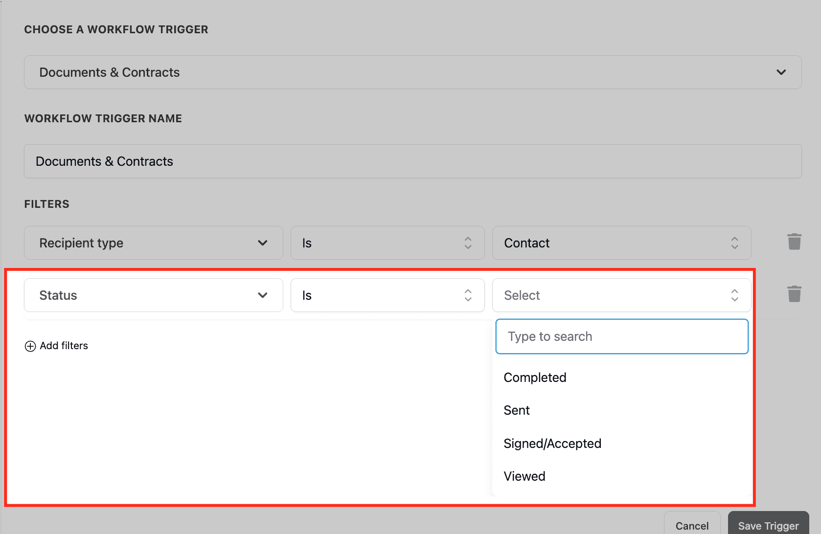 Schermata 7 — Workflow Trigger - Documenti e Contratti