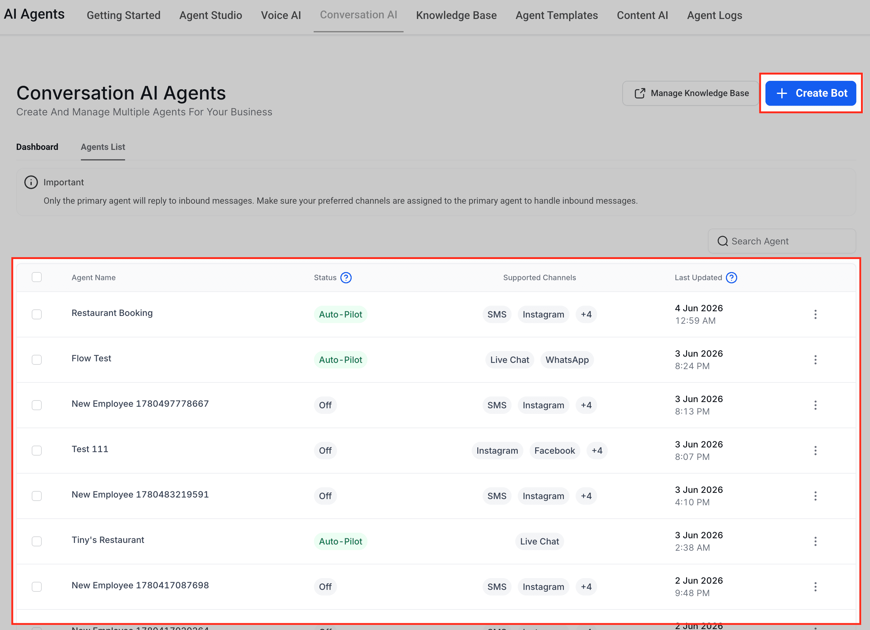 Schermata 3 — Come configurare i Bot Goals in Conversation AI