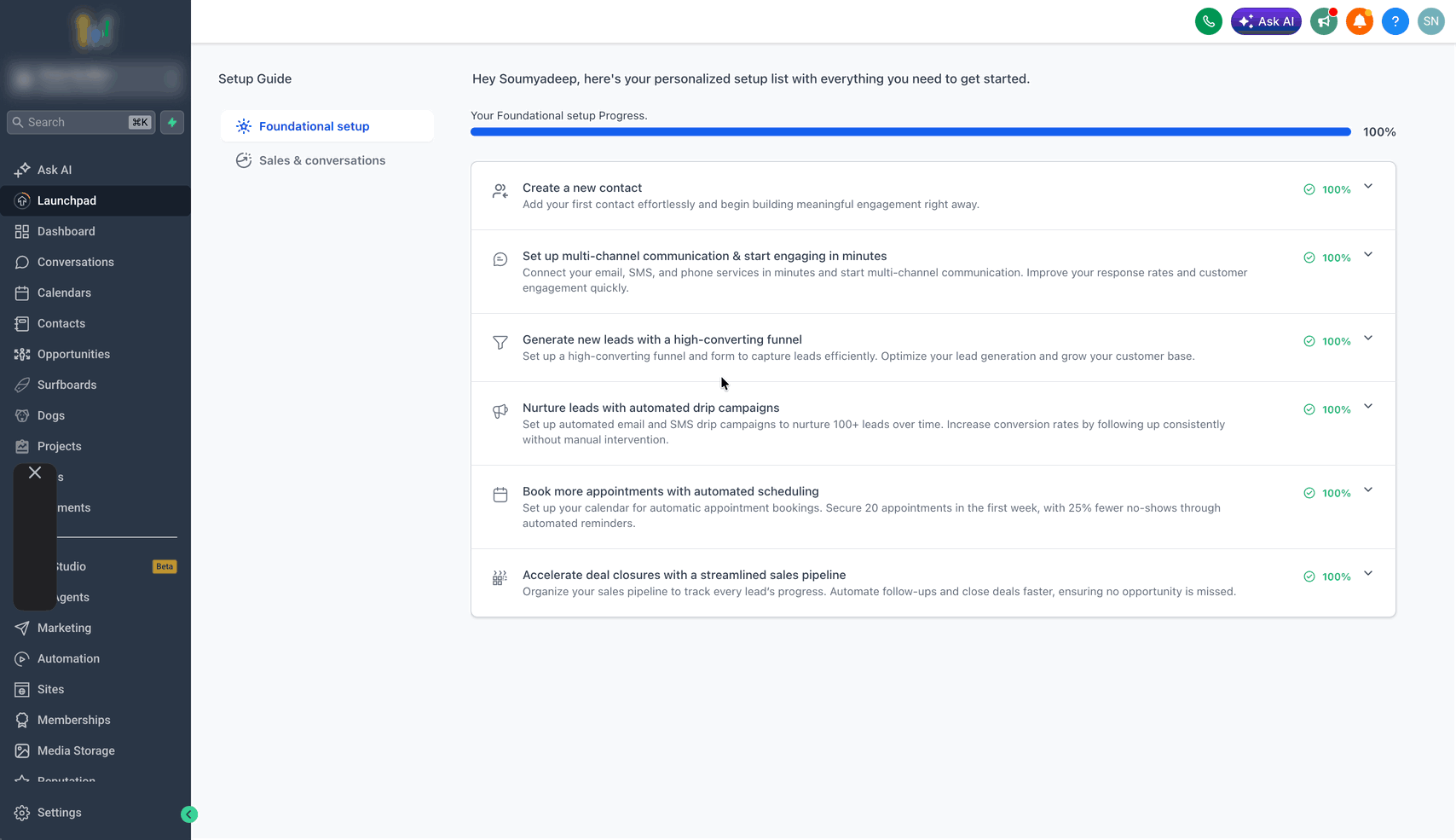 Schermata 2 — Come configurare un bot di Conversation AI