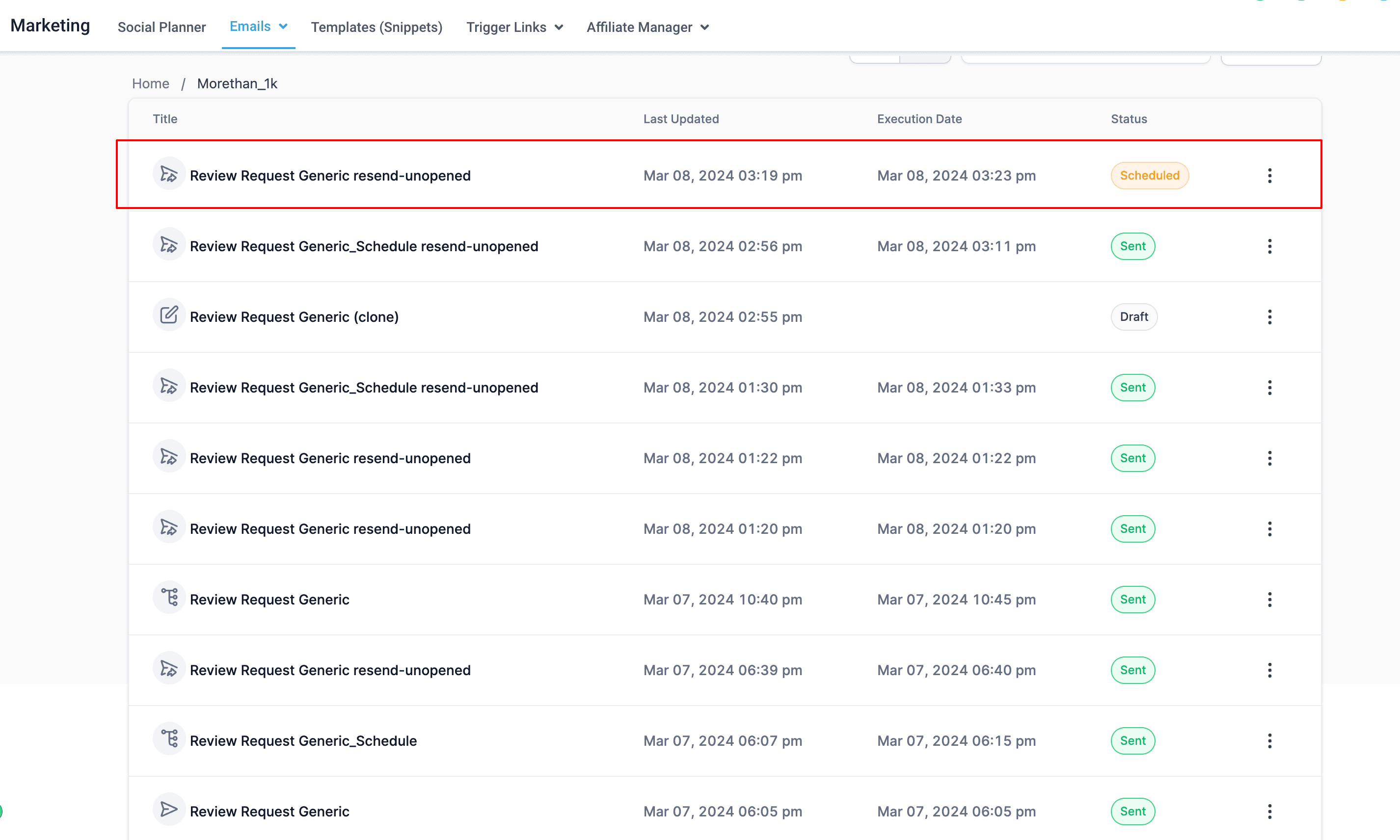 Schermata 4 — Reinvio ai non aperti: best practice e guida