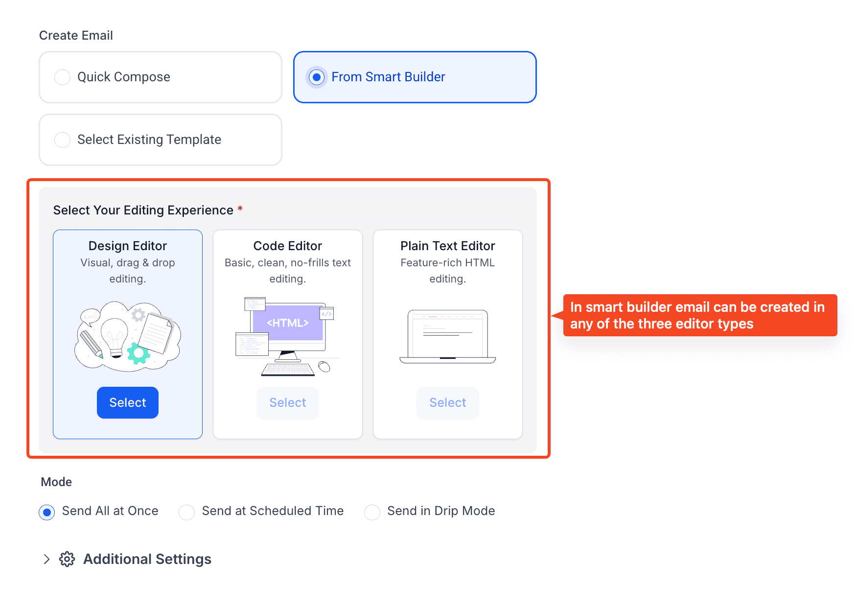 Schermata 2 — Nuova UI per la creazione di email tramite Bulk Action nei Contatti