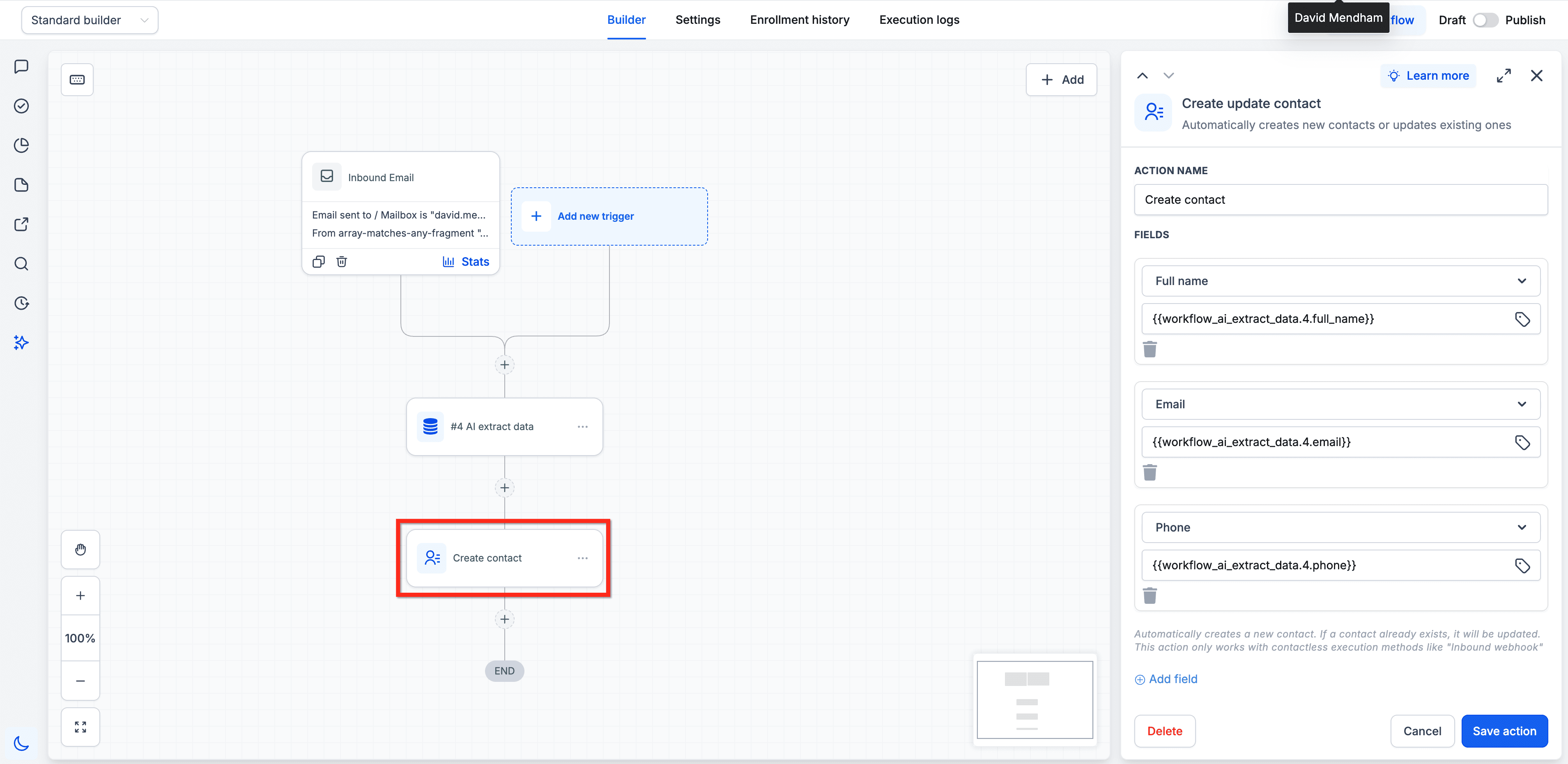 Schermata 9 — Workflow Action - Estrazione Dati con AI