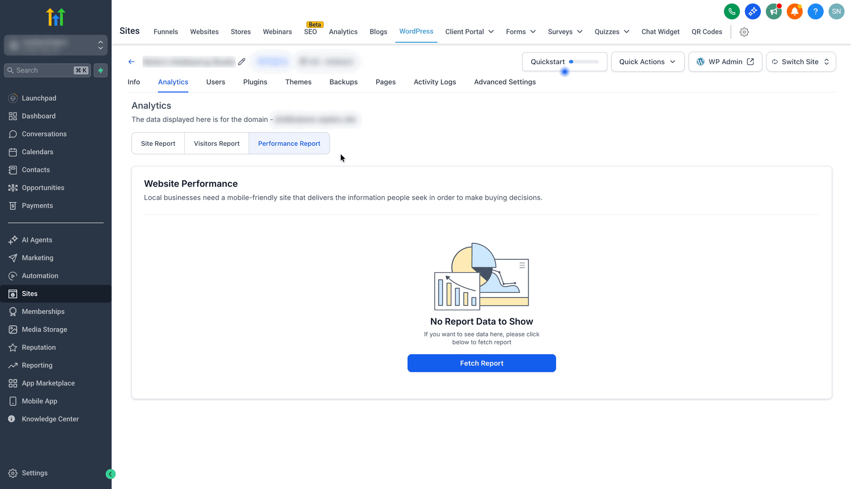 Schermata 4 — WordPress - Report delle Performance del Sito Web