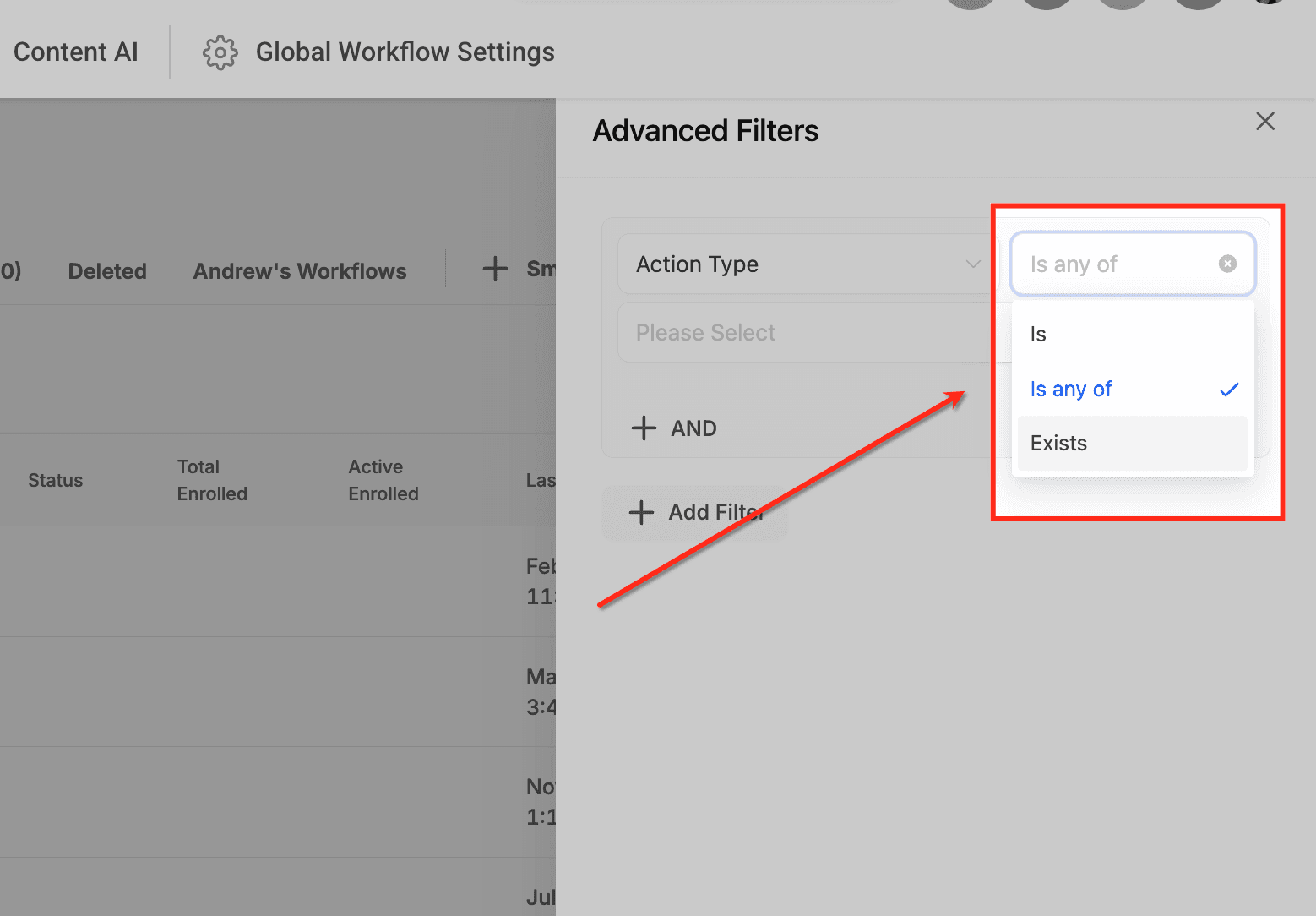 Schermata 4 — Workflow - Filtri Avanzati e Smart List