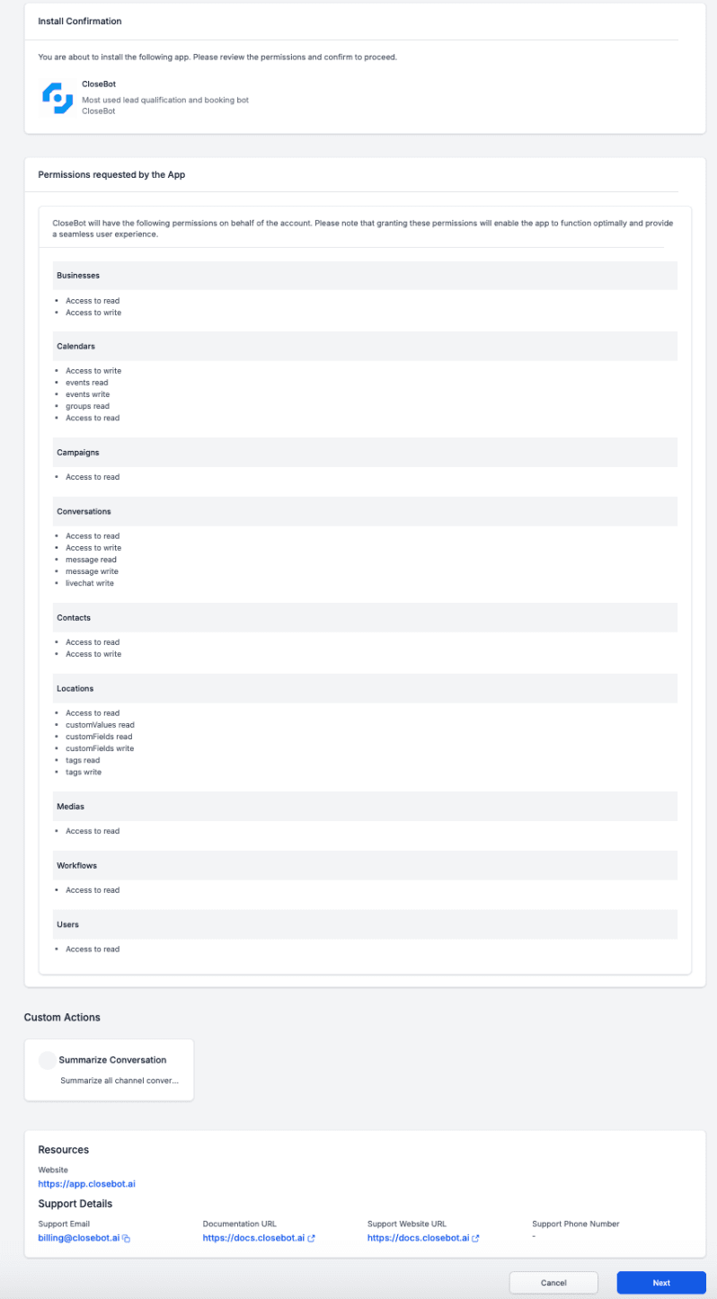 Schermata 1 — Sicurezza API - Consenso OAuth per le App del Marketplace