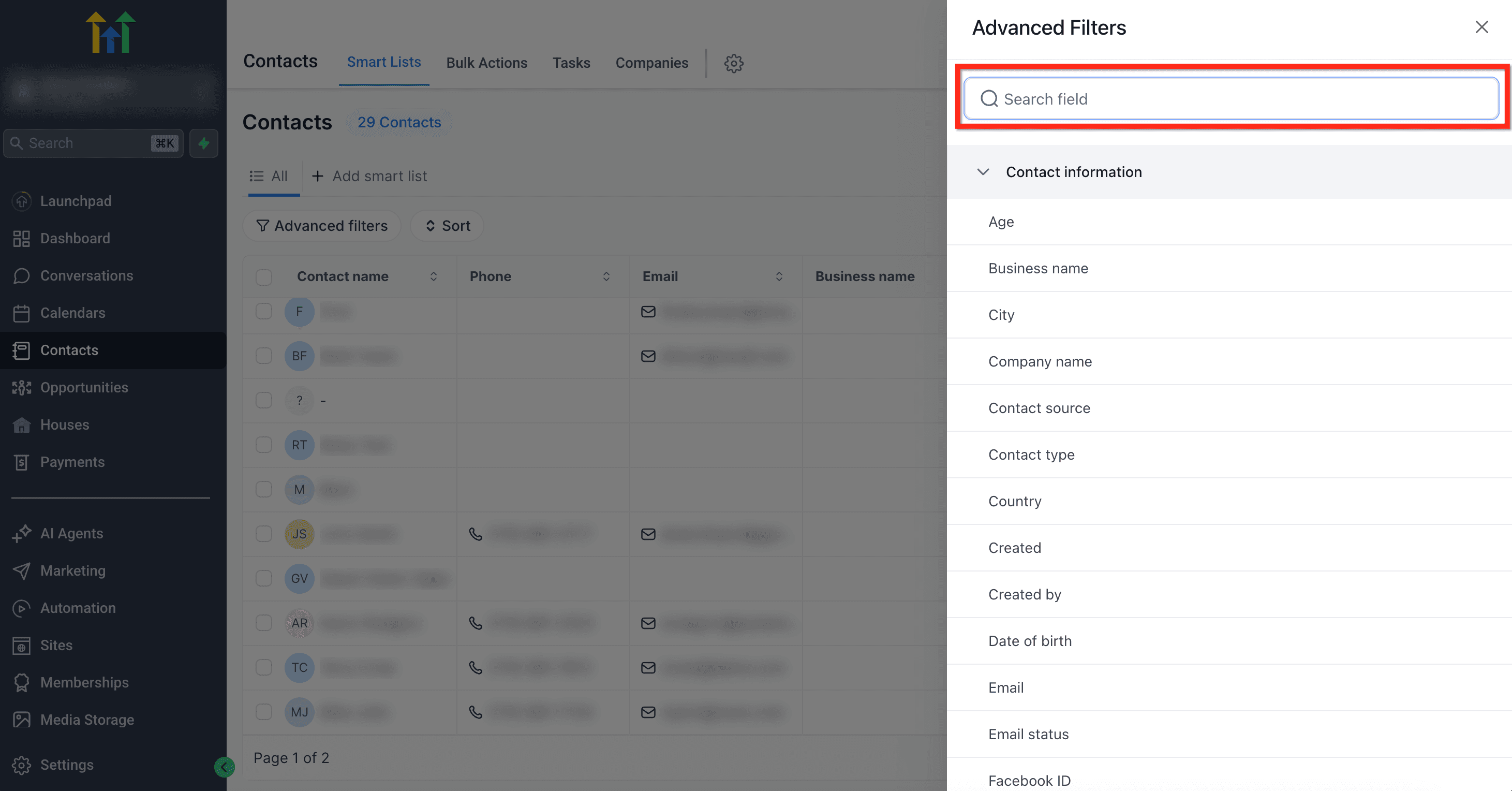 Schermata 4 — Filtri Avanzati nelle Smart List