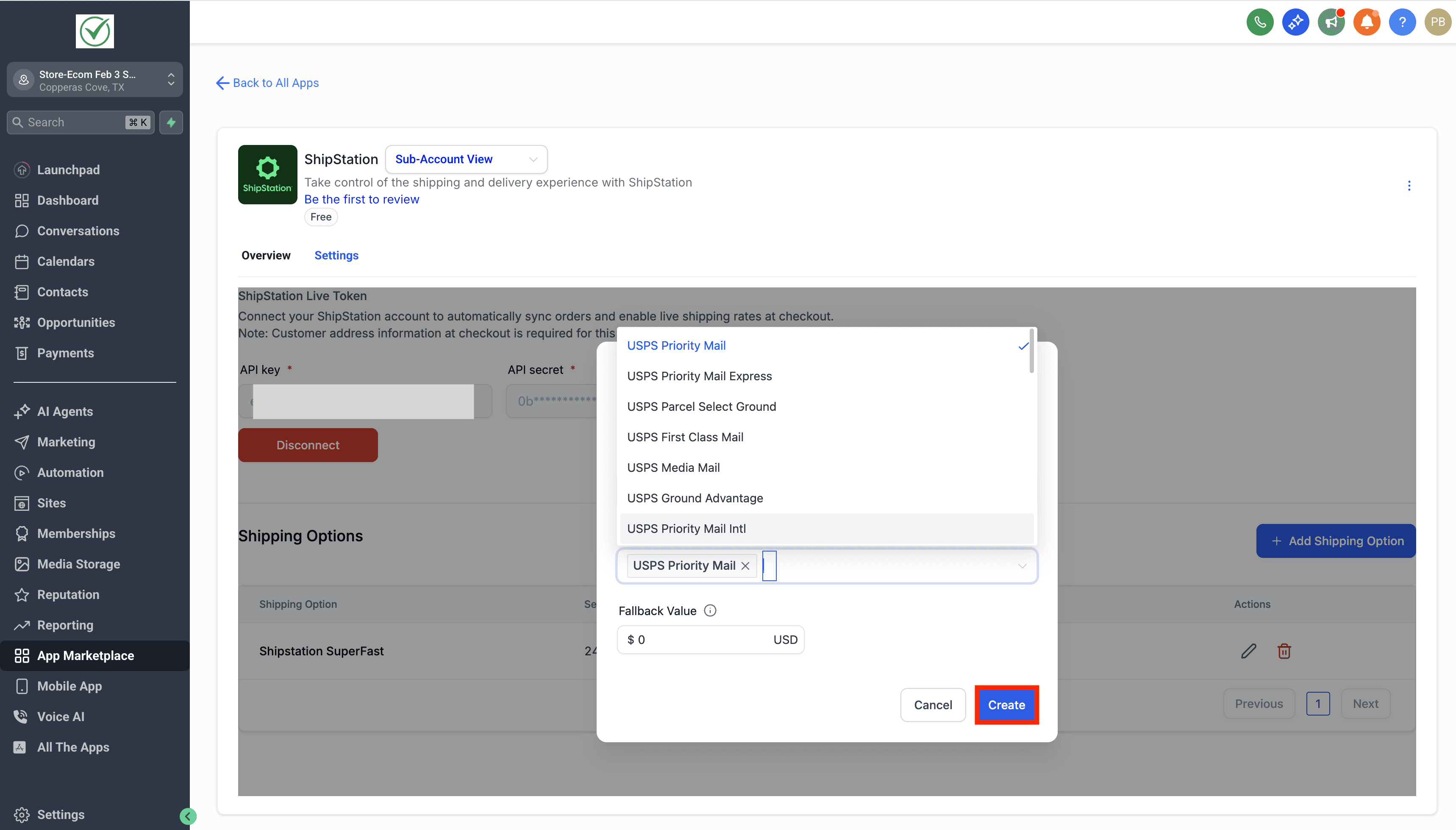 Schermata 6 — Come configurare l'integrazione ShipStation per i negozi Ecommerce