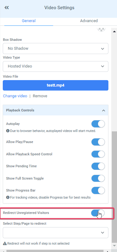 Schermata 23 — Video Player Ospitato per i Funnel