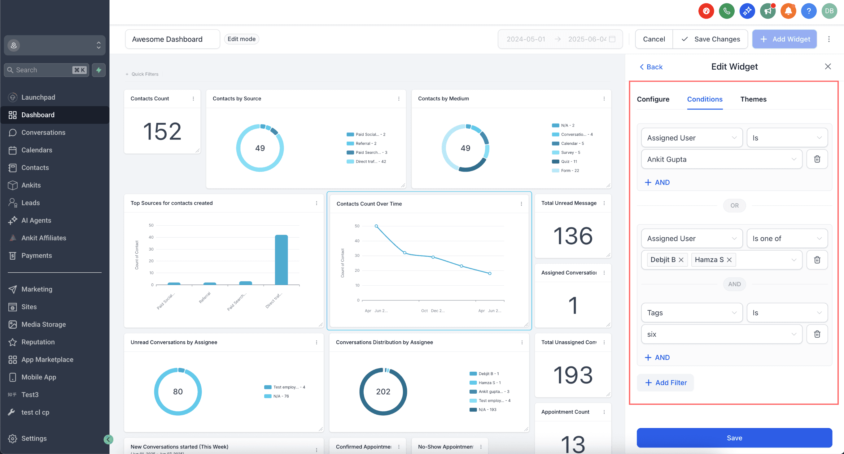Schermata 10 — Personalizzare i Widget della Dashboard