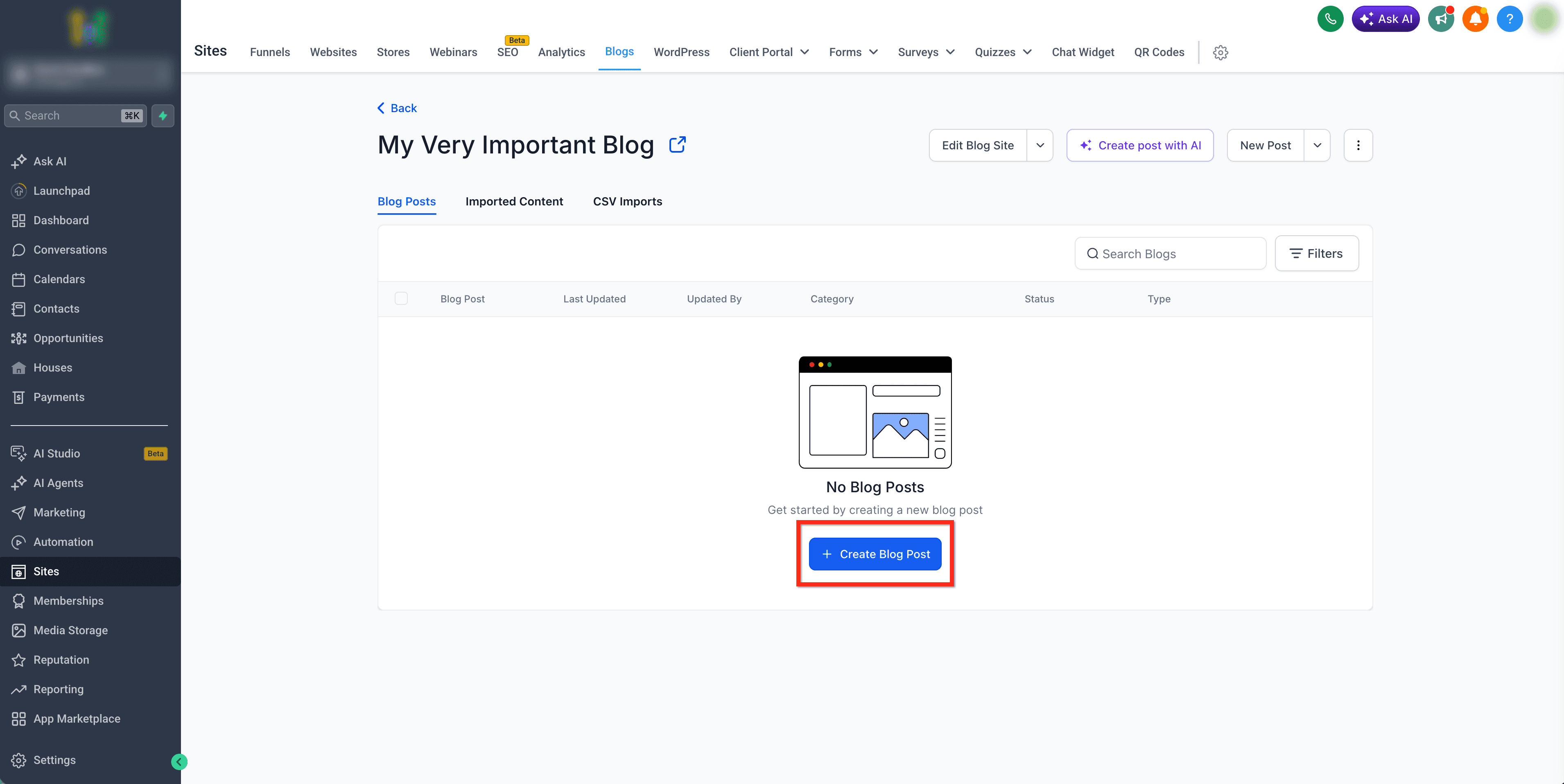 Schermata 10 — Crea articoli del blog con l'AI