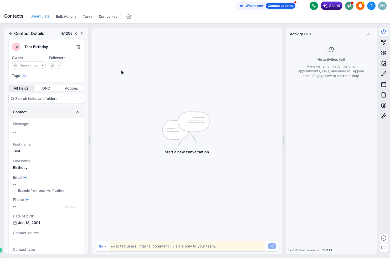 Schermata 2 — Come personalizzare la pagina di dettaglio del contatto
