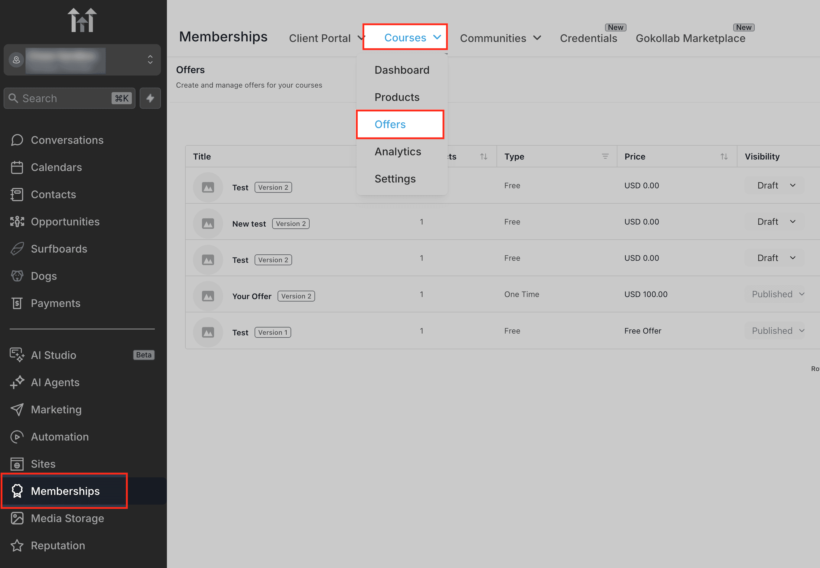 Schermata 5 — Come configurare le tasse per le offerte dei corsi in HITLEAD